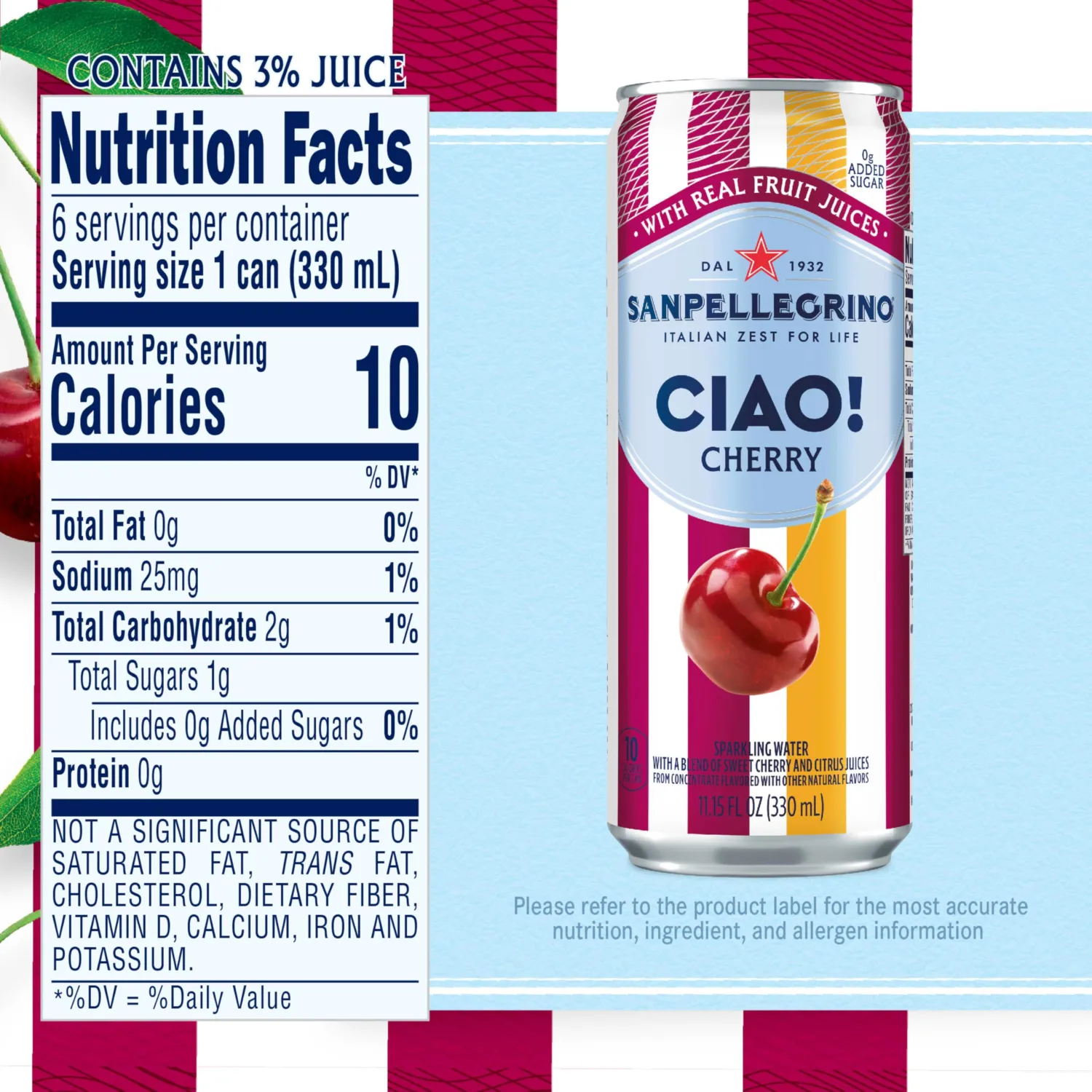 San Pellegrino Cherry Ciao Sparkling Water 6 Pack