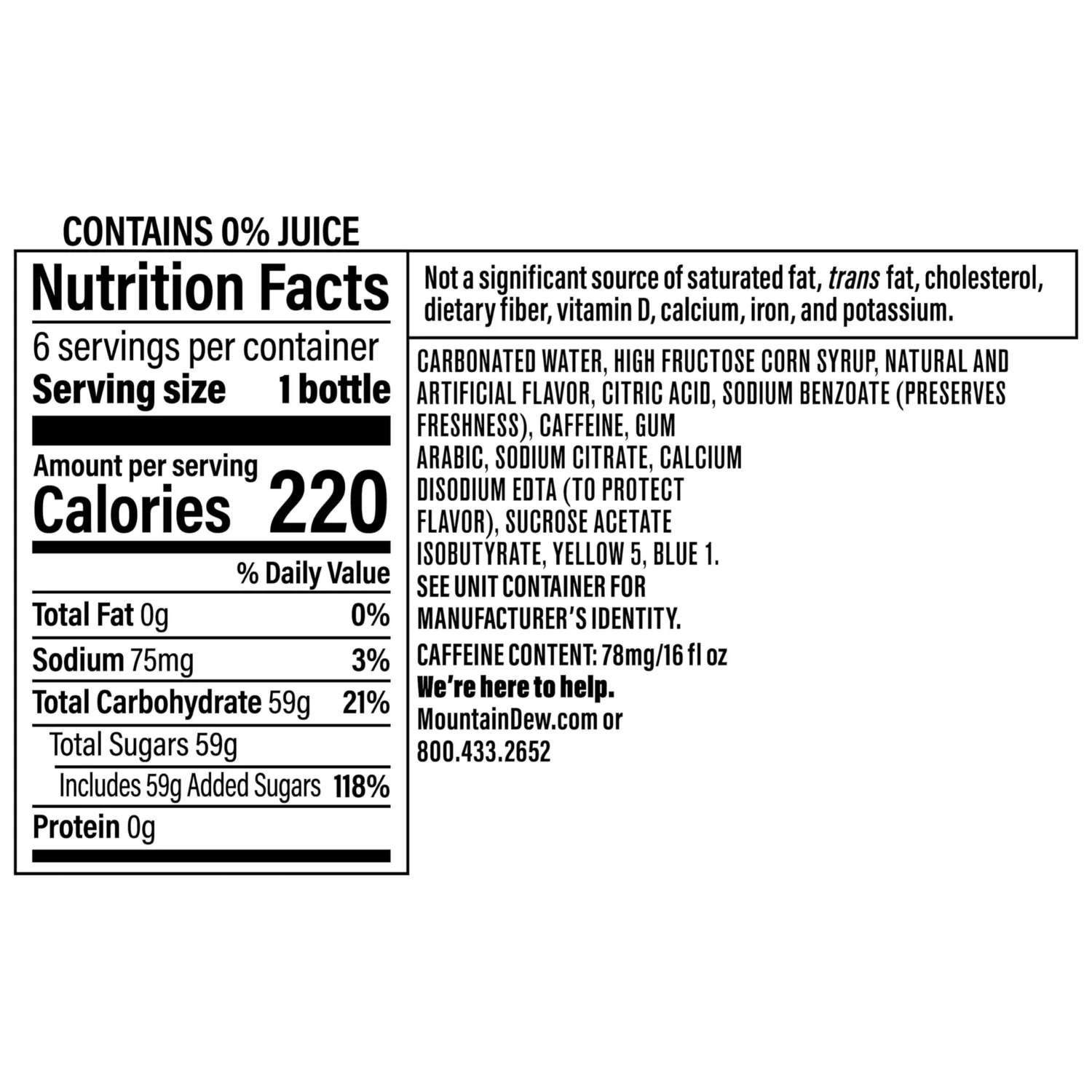 Mountain Dew Baja Blast Soda, 16.9oz Bottles, 6 pack