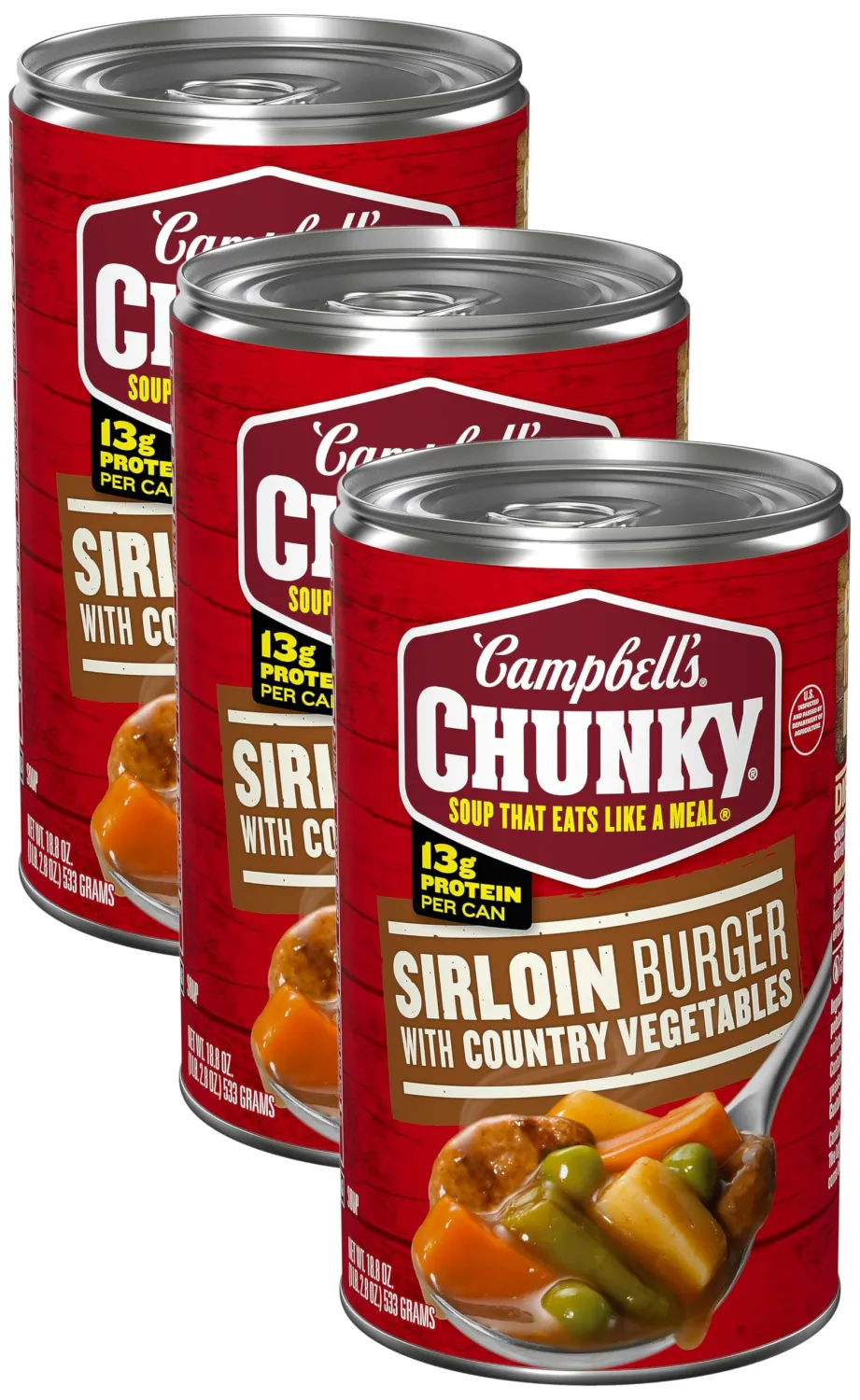 Campbell's Chunky Soup, Sirloin Burger With Country Vegetables Soup, 18.8 Ounce Can (Pack of 3)