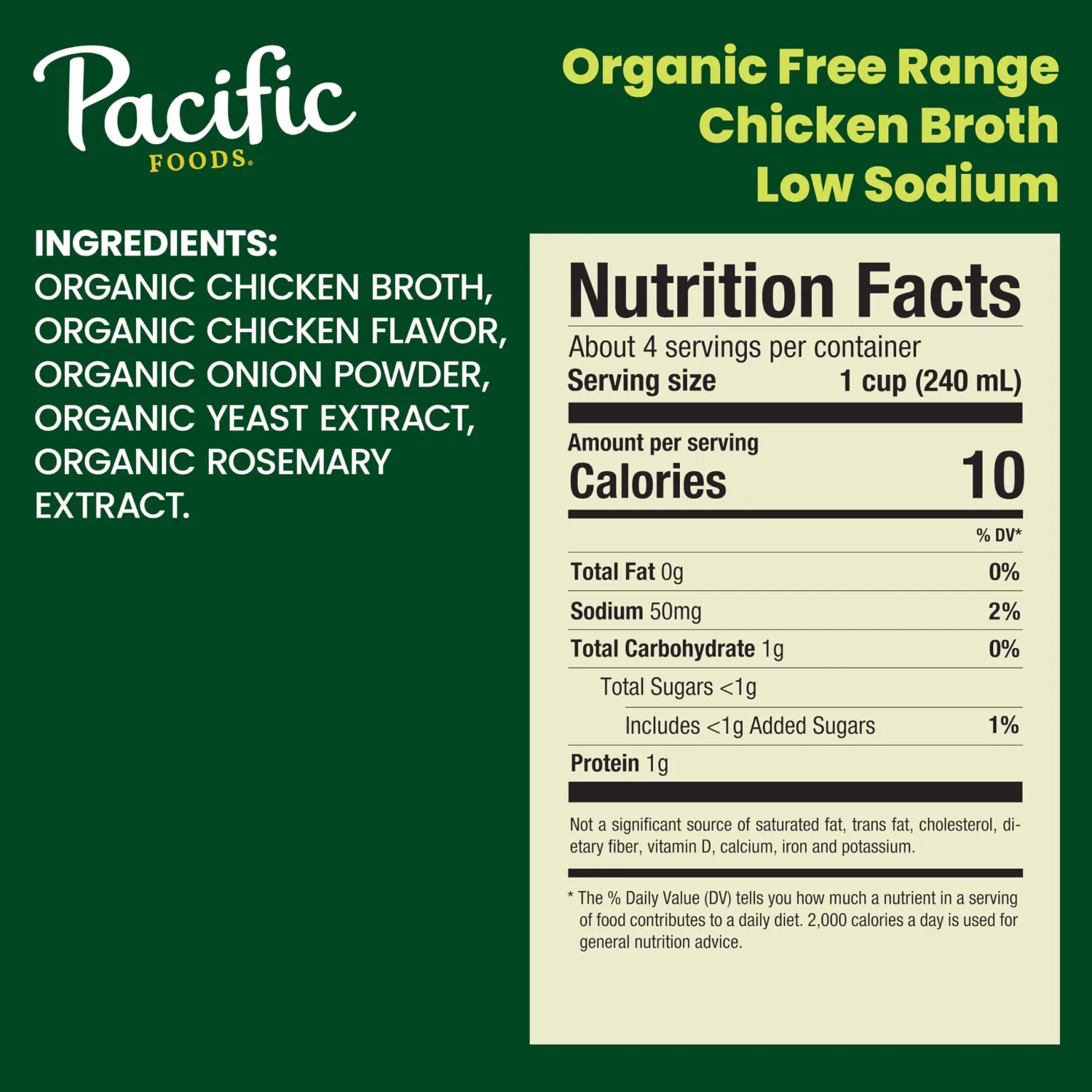 Pacific Foods Low Sodium Organic Free Range Chicken Broth, 32 oz Carton