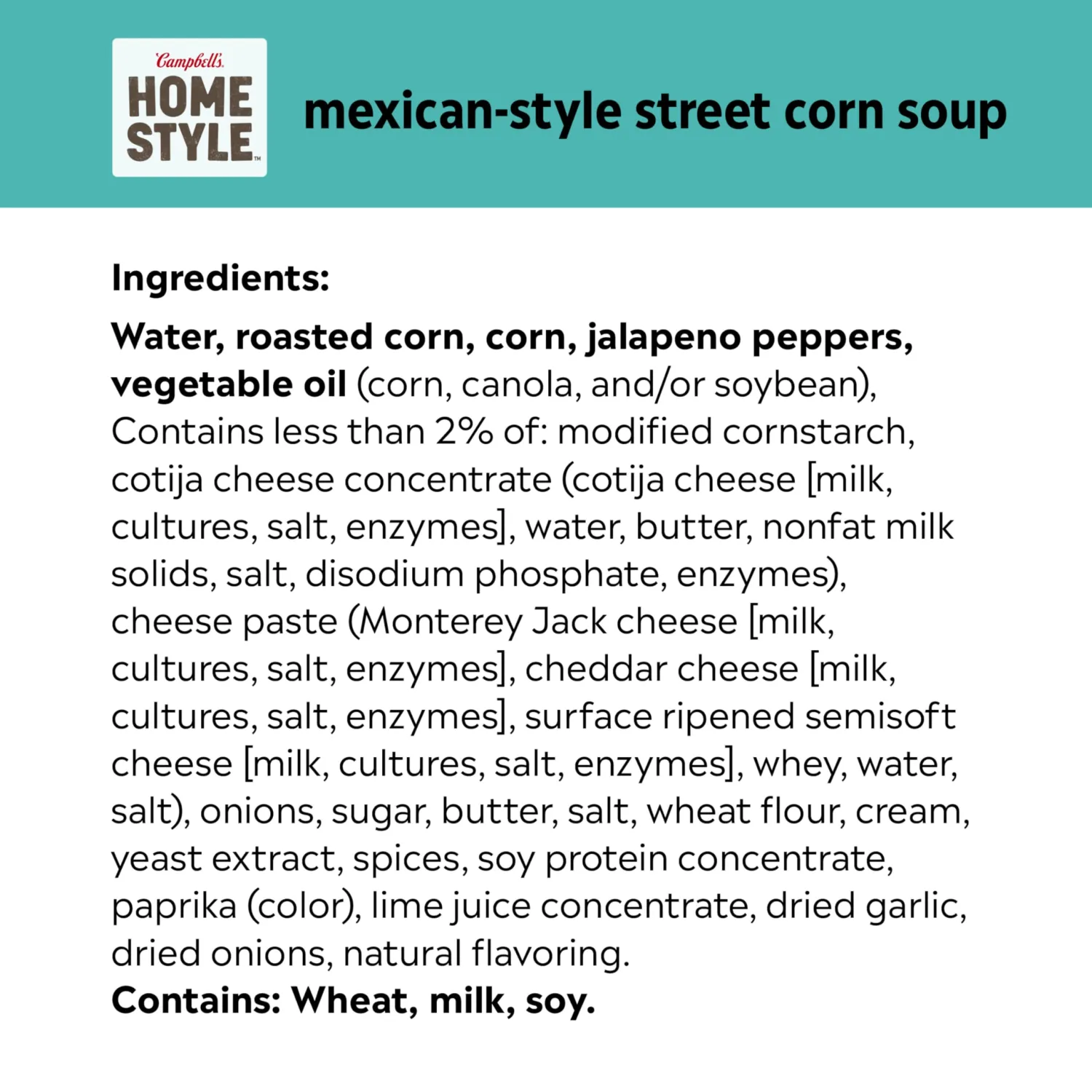 Campbell’s Homestyle Mexican Style Street Corn Soup, 16.3 oz Can