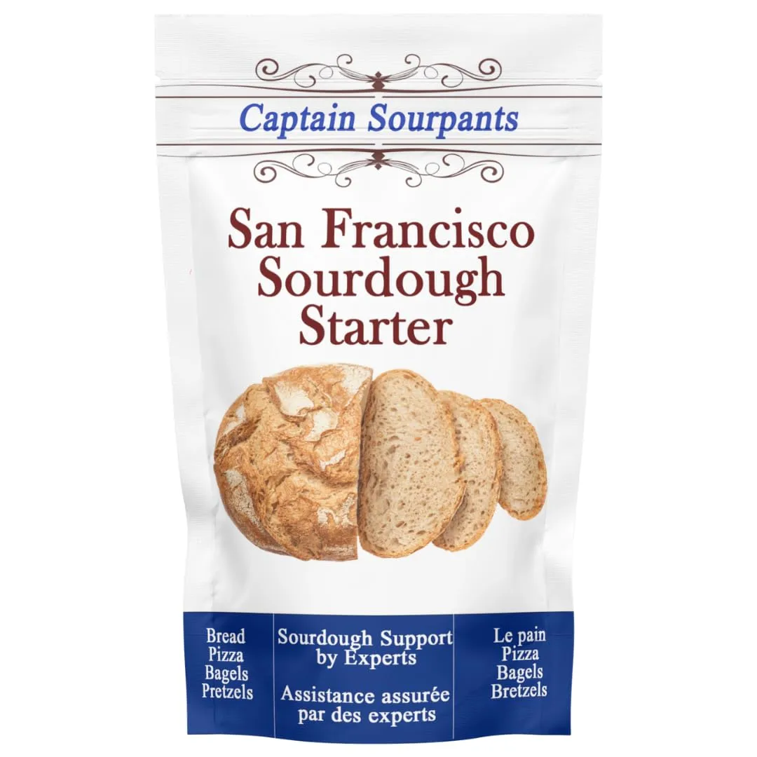 San Francisco Sourdough Starter - 100+ Year Old Dehydrated Heirloom Style Sourdough Starter for Sourdough Bread, Pizza, Buns, Pancakes, Muffins | Easy to follow instructions. By Captain Sourpants