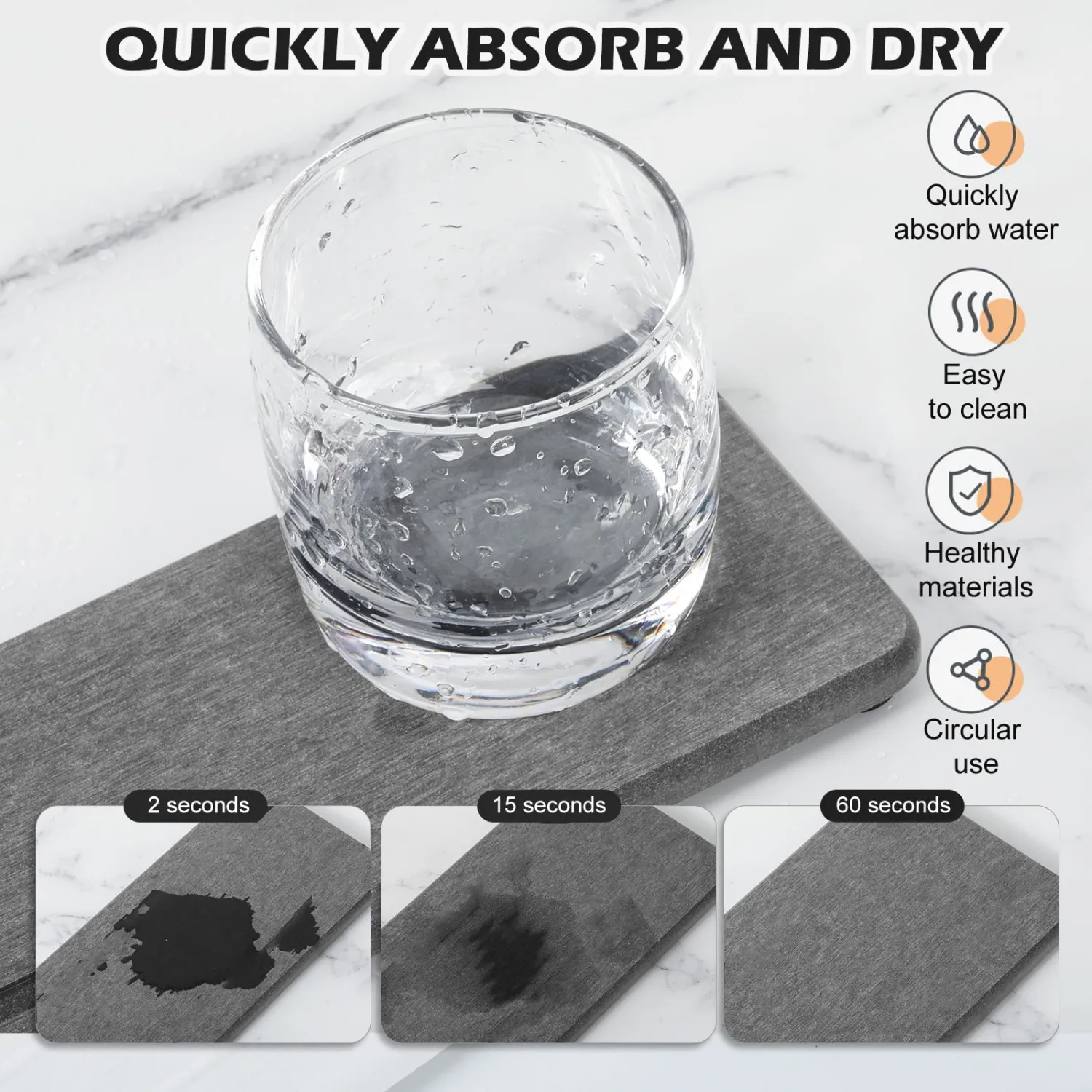 4PCS Water Absorbing Stone Tray for Sink, Fast Drying Stone Sink Tray, Water Absorbent Diatomite Trays, Diatomaceous Coaster, Stones Drying Trays for Bathroom Sinks and Kitchen Counter