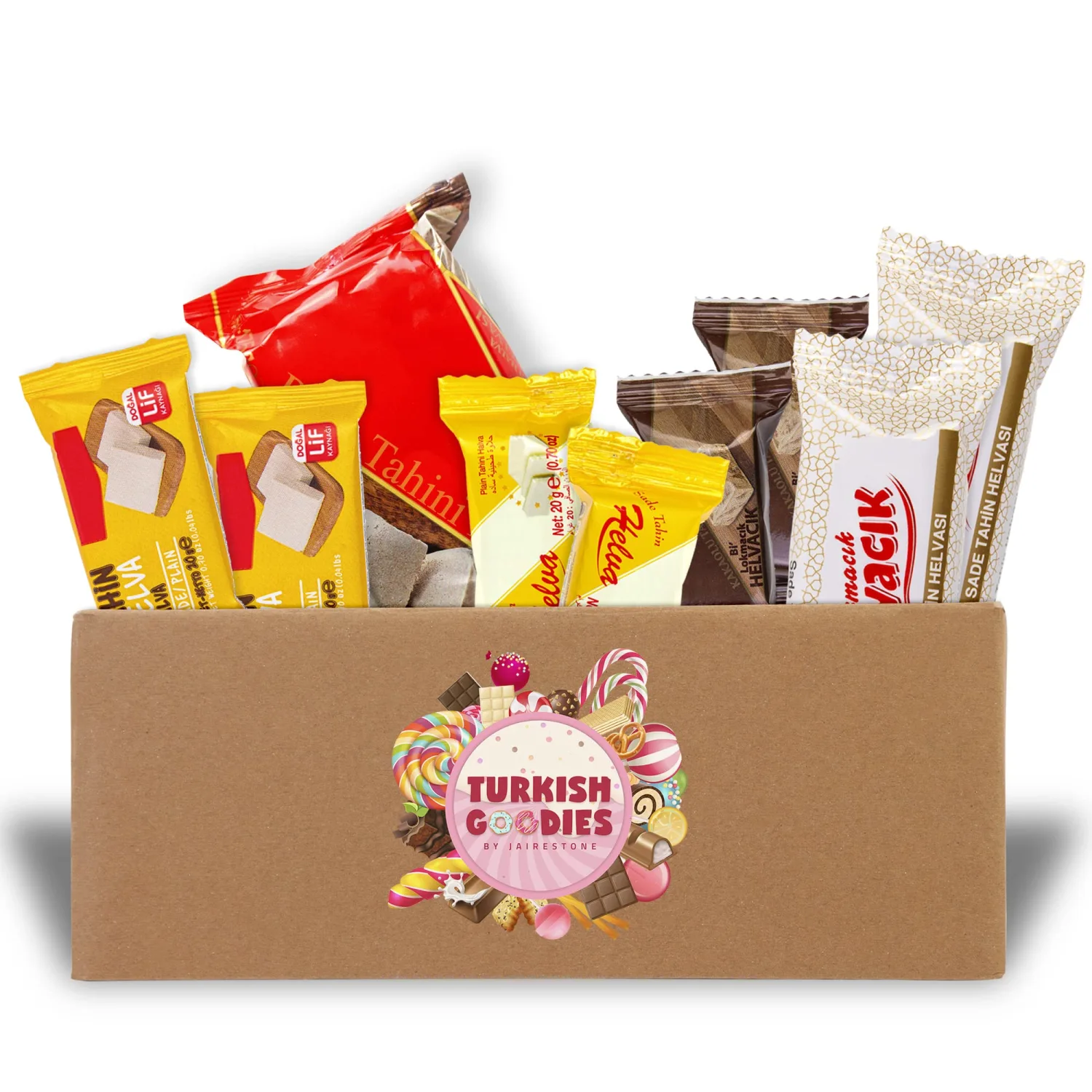 Tahini Halva Variety Pack - Halawa by Turkish Goodies – Sesame Seed Paste Sweet – Vegan Middle Eastern Candy - Helva Dessert from Turkey - Plain Flavor, Pack of 8