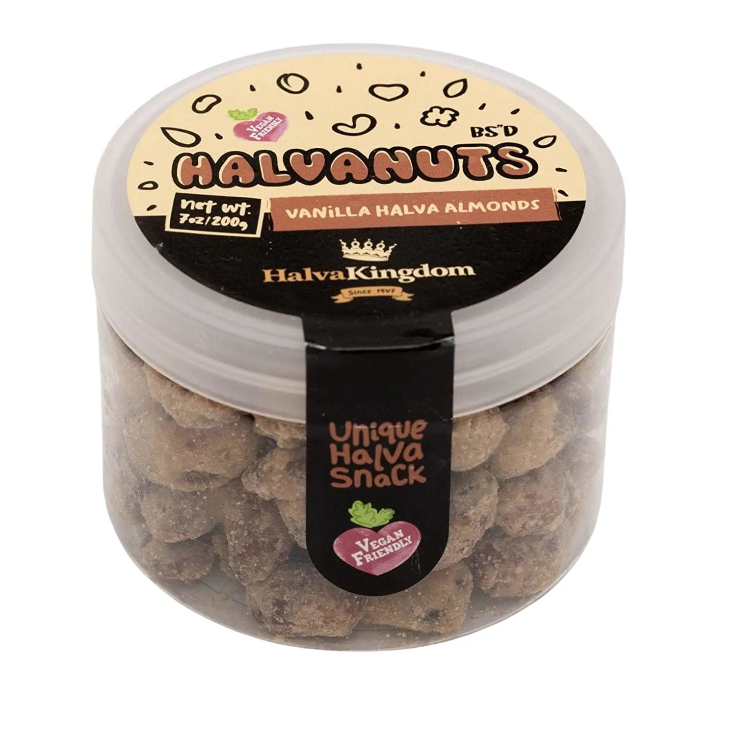 Halva Kingdom Gourmet Tahini Halva Covered Nuts – Vegan, Gluten-Free, Kosher – Sweet Nutty Snack with Creamy Sesame Halvah – 7 oz Premium All-Natural Treat, Perfect for Snacking (VANILLA HALVA PECANS)