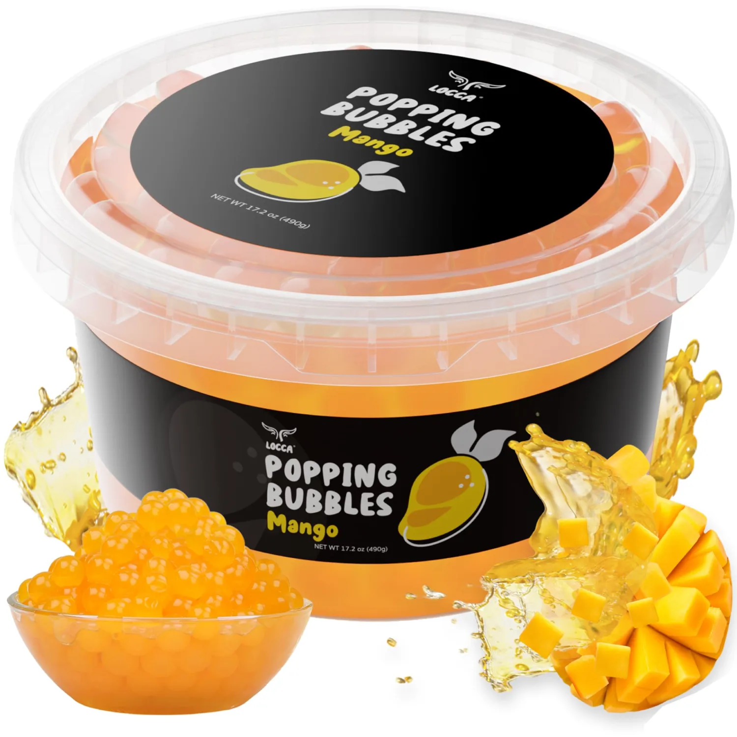 Premium Mango Popping Boba Pearls | Popping Boba Pearls for Boba Tea Kit (1 Pack x 17oz)