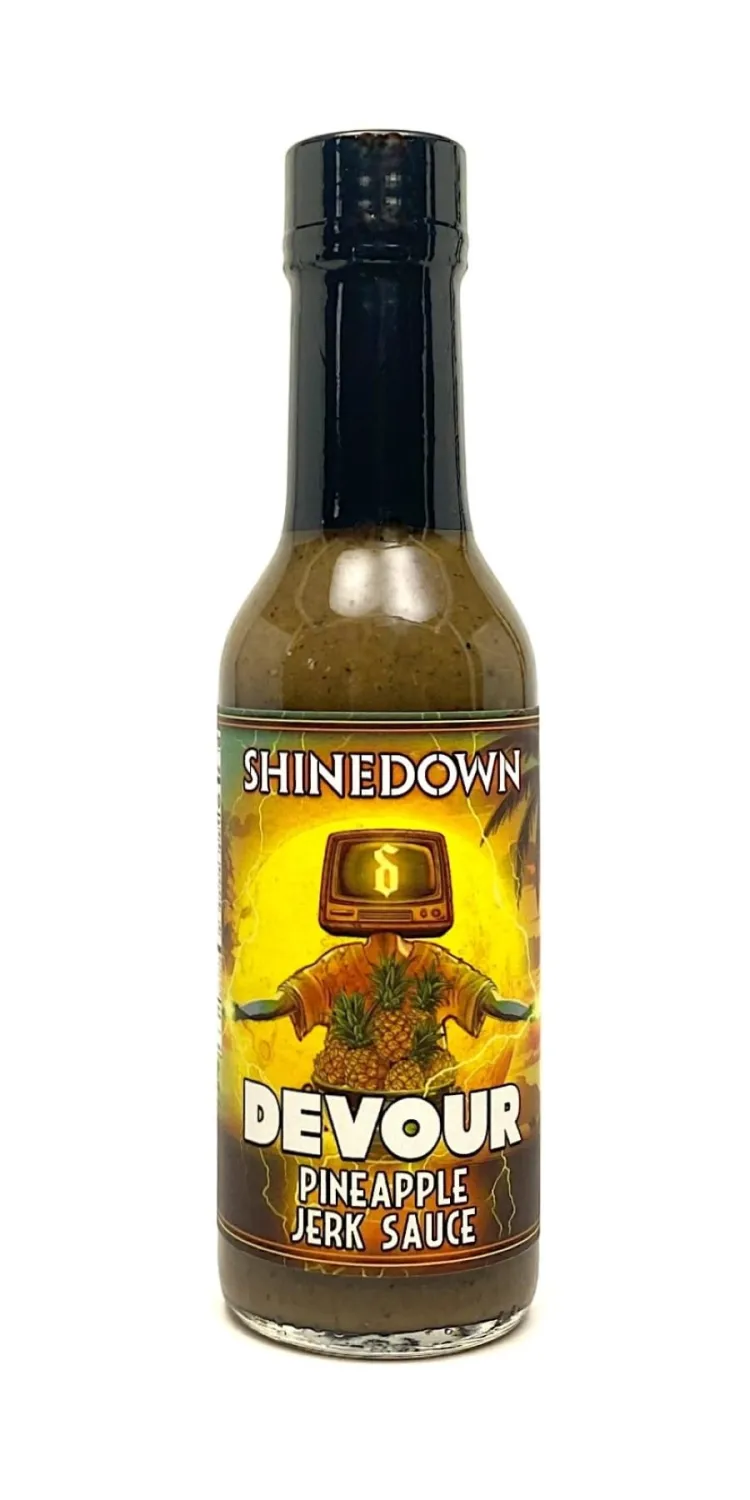 Torchbearer Sauces Pineapple Jerk Sauce aka Devour, a Shinedown Sauce, 5 Fl Oz Heat Level 3, Medium Spicy - All Natural Hot Sauce, Vegan, Extract-Free, Made in USA