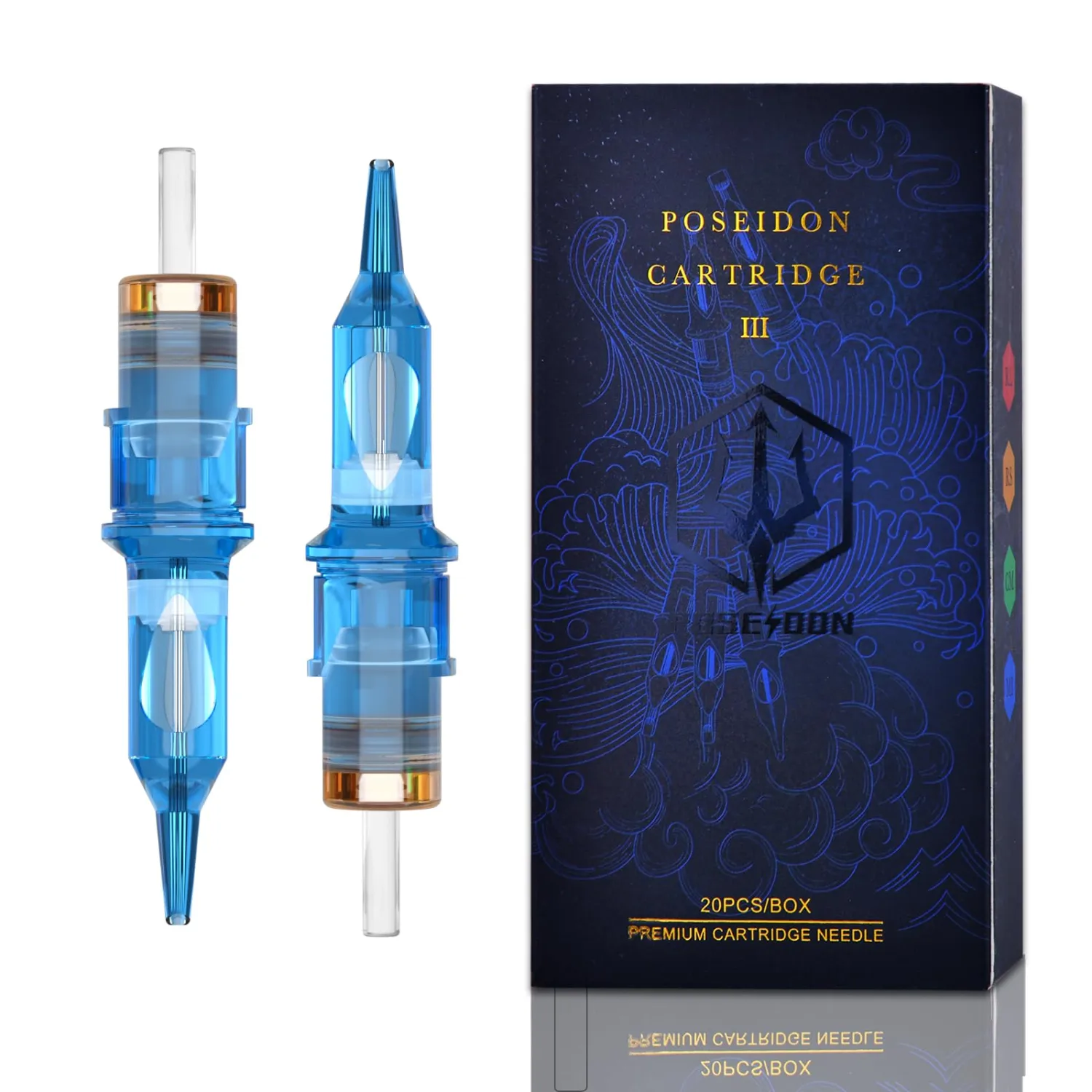 POSEIDON Tattoo Cartridges Needles 20PCS Tattoo Needles with Membrane Safety Cartridges Disposable # 12 Standard Round Shader Tattoo Needle for Tattoo Pen(1207RS)
