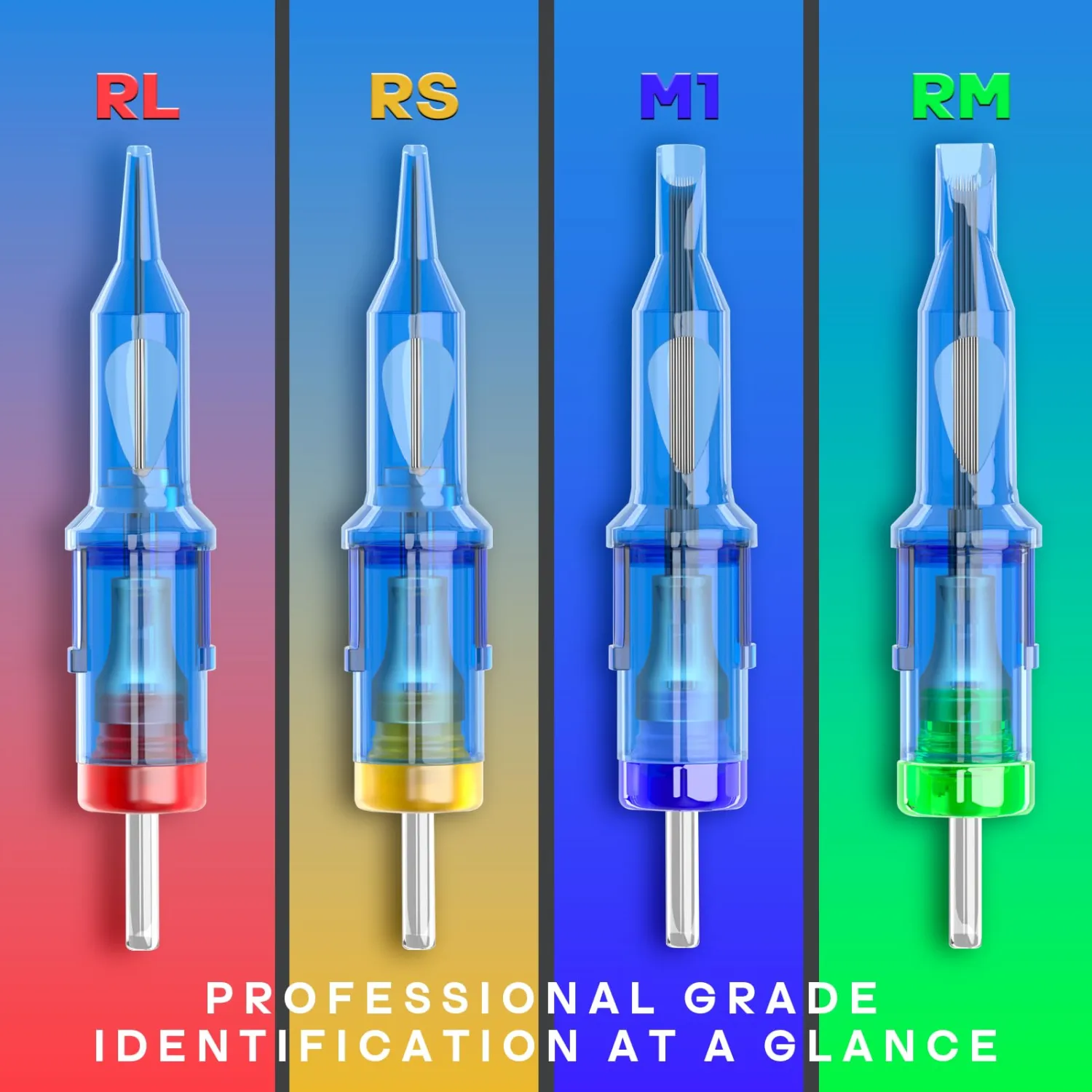 POSEIDON Tattoo Cartridges Needles 20PCS Tattoo Needles with Membrane Safety Cartridges Disposable # 12 Standard Round Shader Tattoo Needle for Tattoo Pen(1207RS)