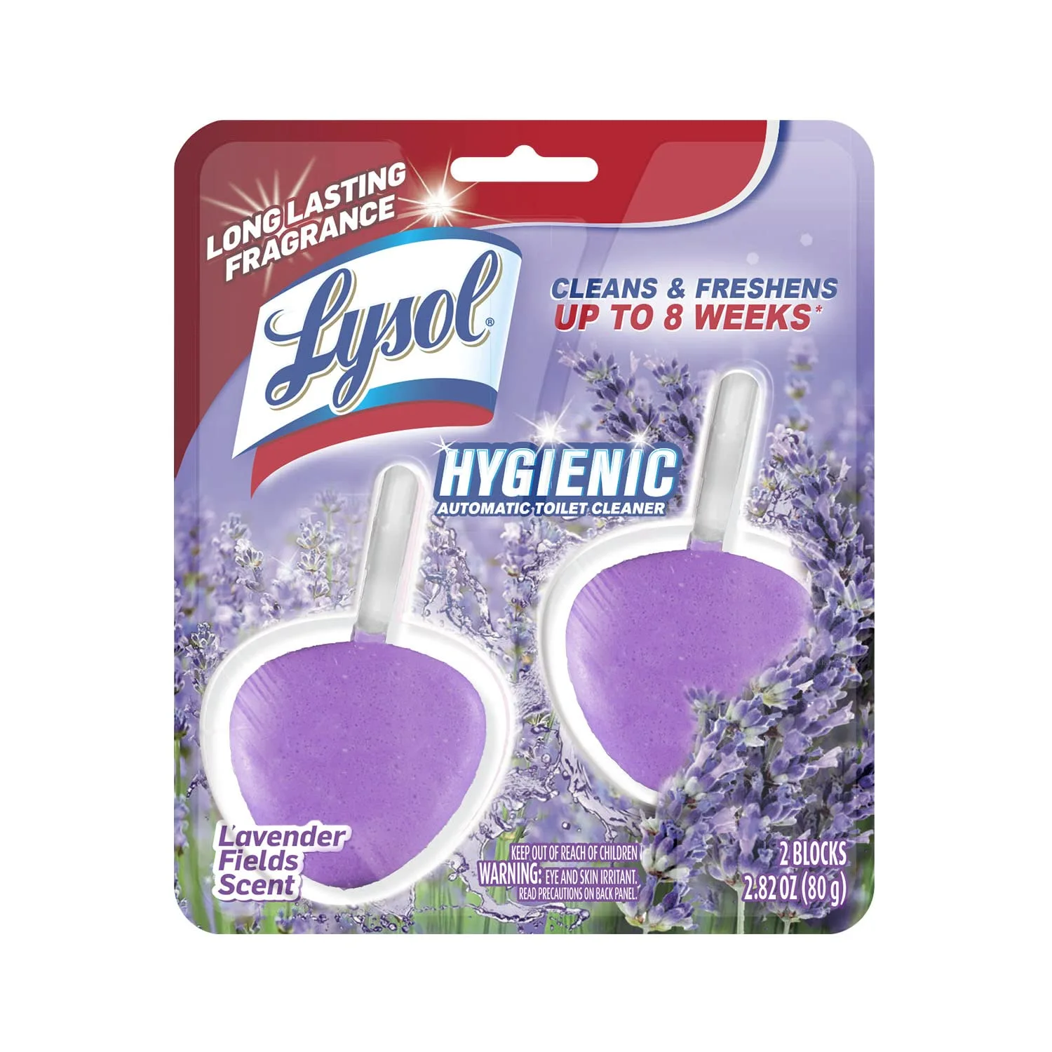 Lysol Automatic in-The-Bowl Toilet Cleaner, Cleans and Freshens Toilet Bowl, Lavender Fields Scent, 2ct