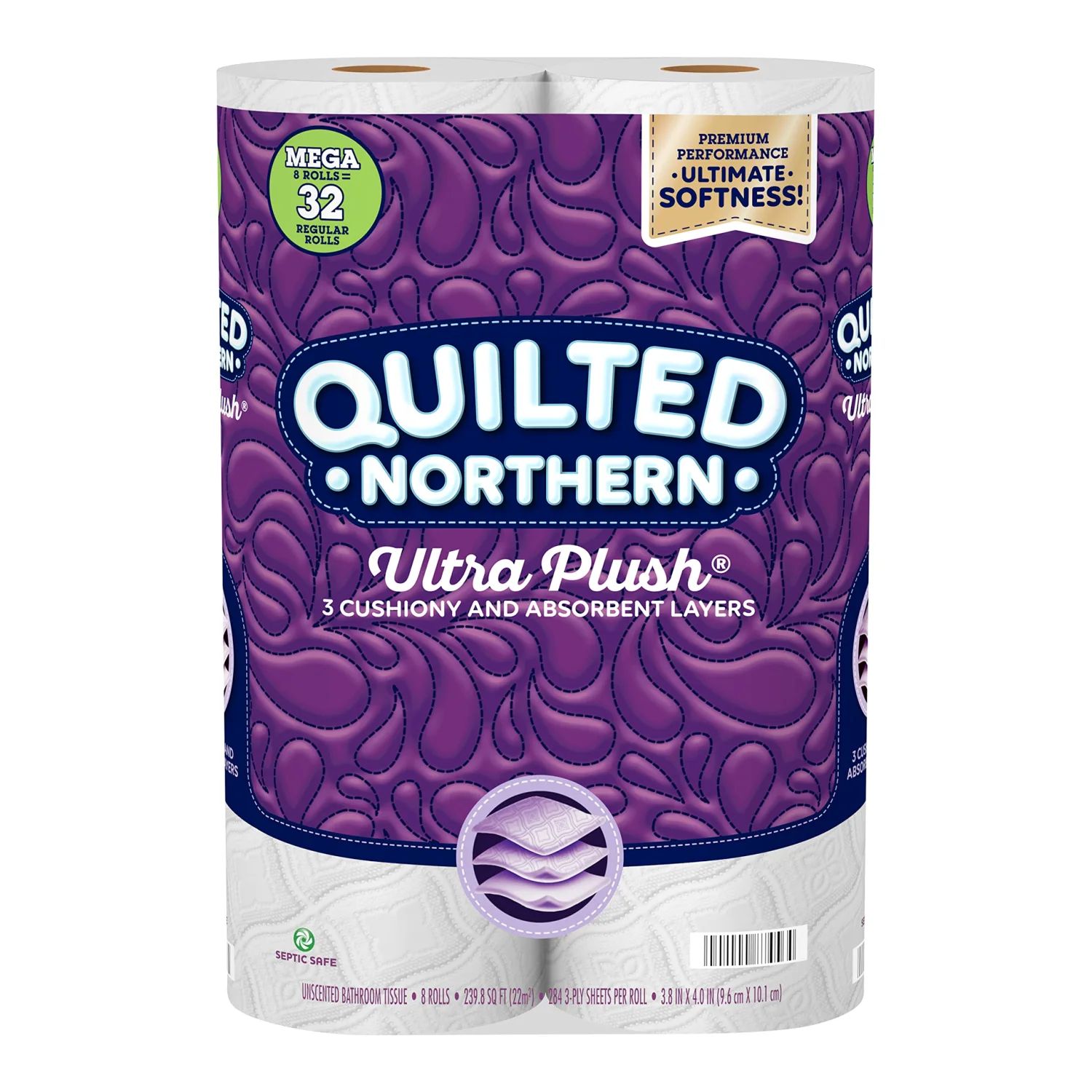 Georgia Pacific QUILTED NORTHERN ULTRA PLUSH® TOILET PAPER, 8 MEGA ROLLS