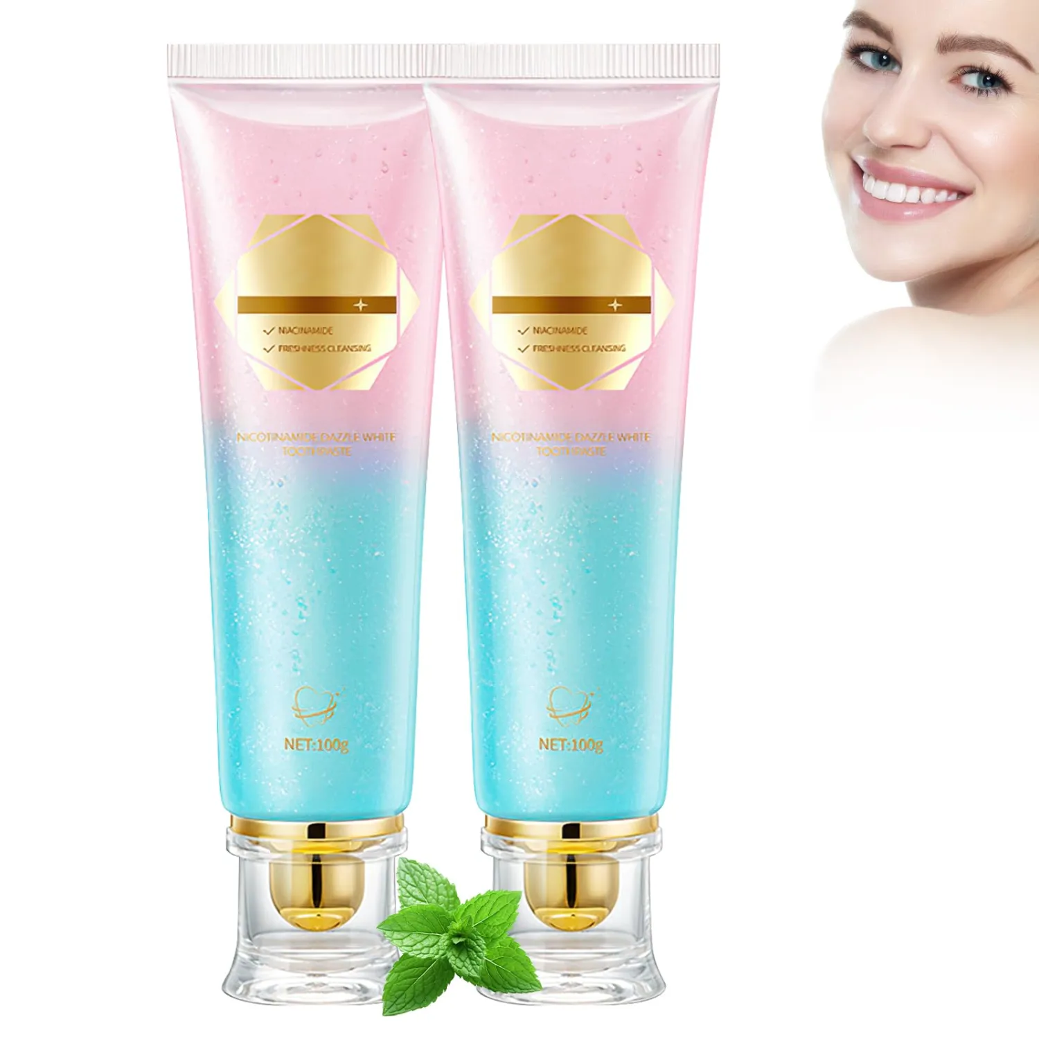 2Pcs Acssart Radiant Whitening Toothpaste, Niacinamide Intensive White Toothpastes, Nicotinamide White Toothpastes, Deep Cleaning Care