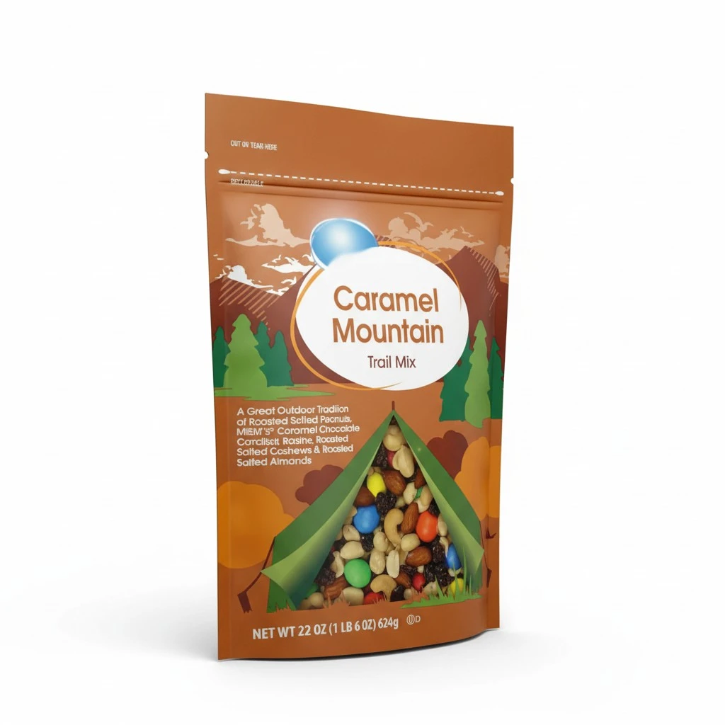 Caramel Mountain Trail Mix: Roasted Salted Peanuts, Caramel Chocolate Candies, Raisins, Cashews Almonds, Great Snack Snacking Food Travel Treat, 22oz Jumbo Value Bag