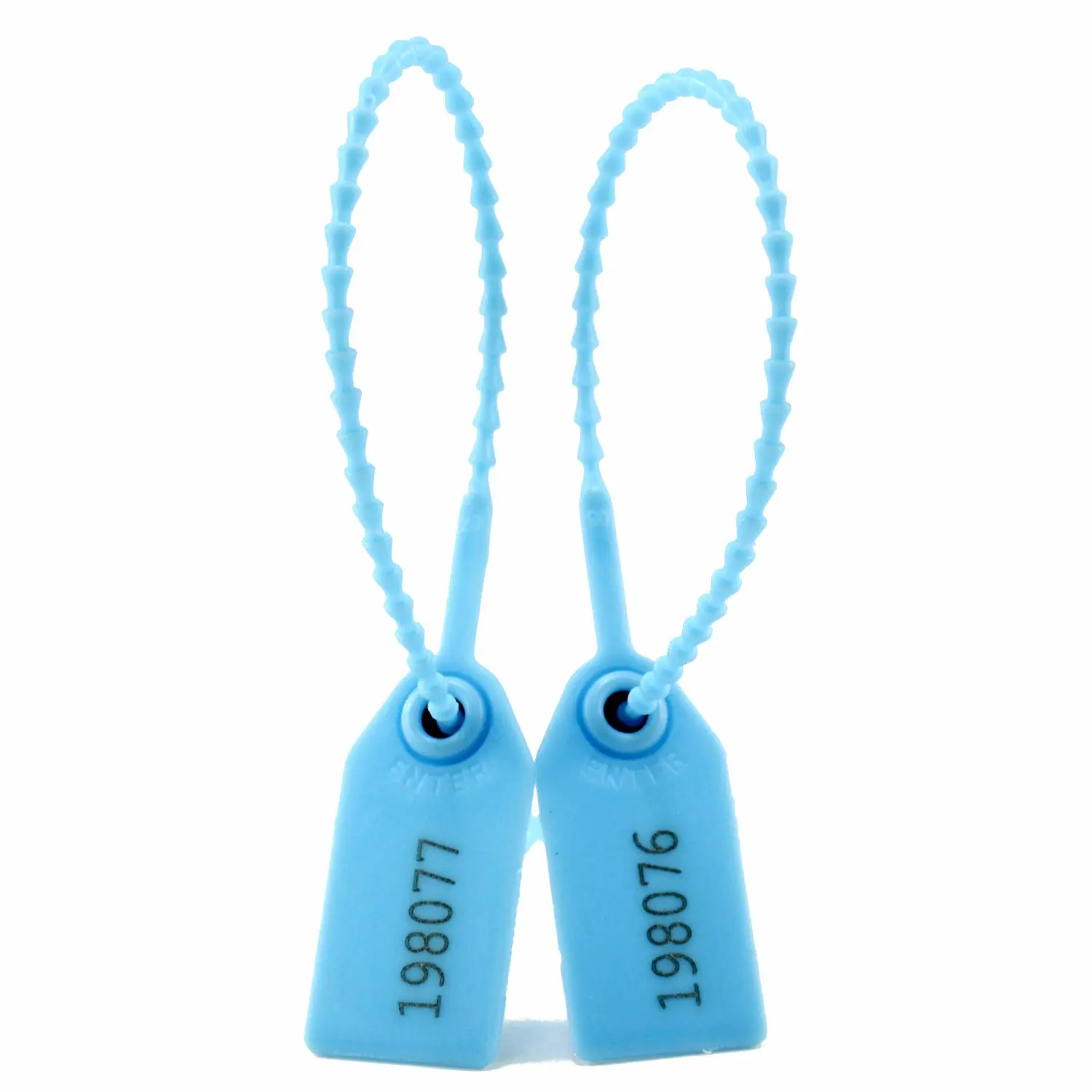 100 Numbered Plastic Tamper Seals Self Locking Security Tags Zip Ties Label for Fire Extinguisher 250mm (Light Blue)