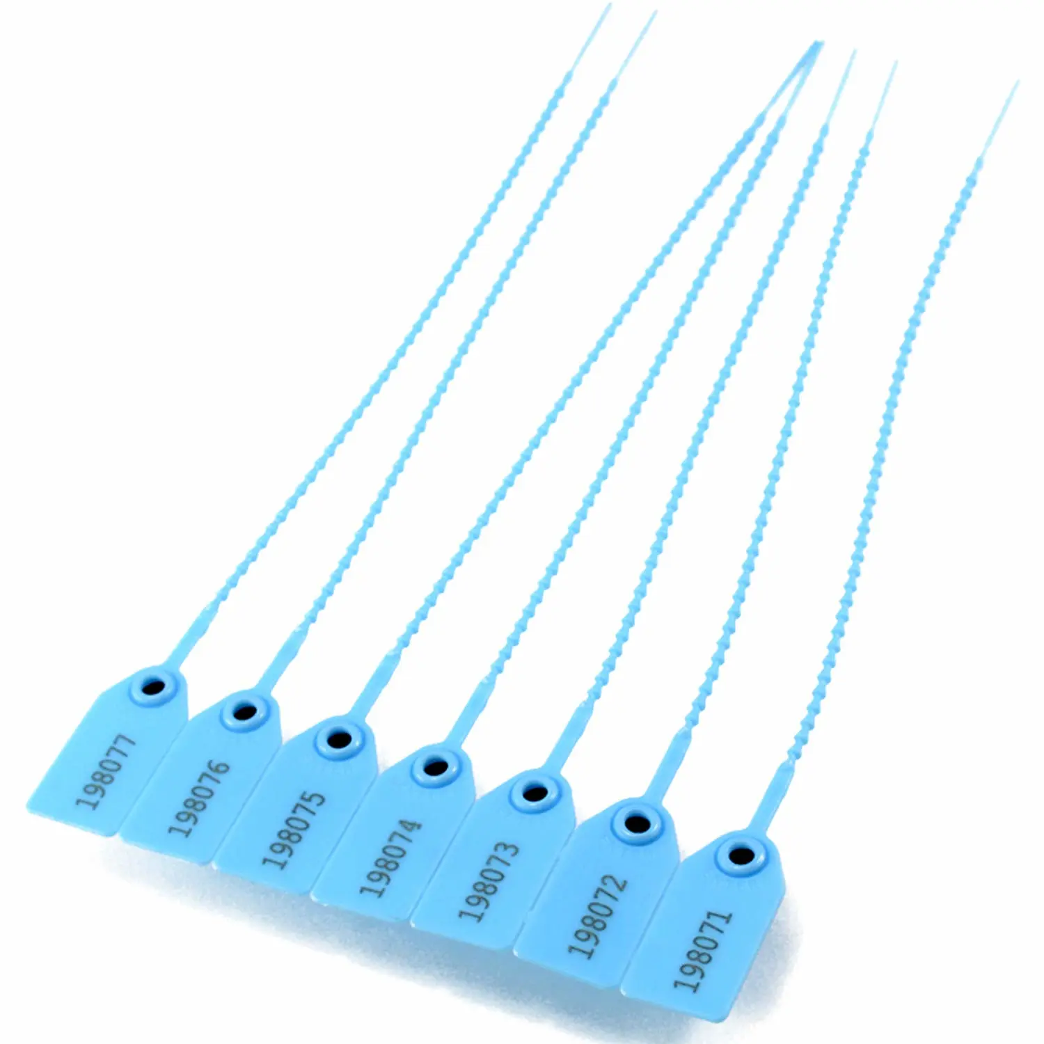 100 Numbered Plastic Tamper Seals Self Locking Security Tags Zip Ties Label for Fire Extinguisher 250mm (Light Blue)