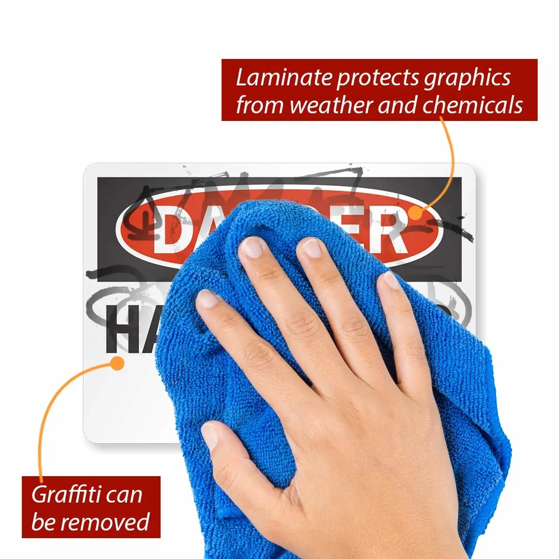 SmartSign "Danger - Hazardous Waste" Label | 5" x 7" 3M Reflective Laminated Vinyl
