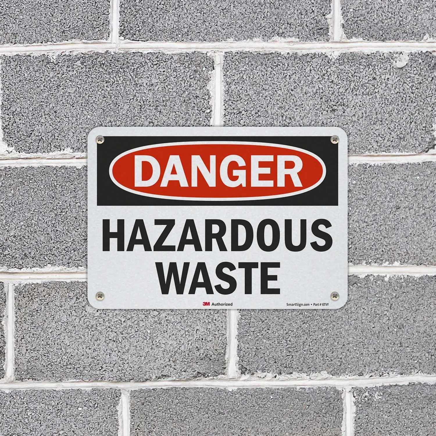 SmartSign "Danger - Hazardous Waste" Label | 7" x 10" 3M Reflective Laminated Vinyl