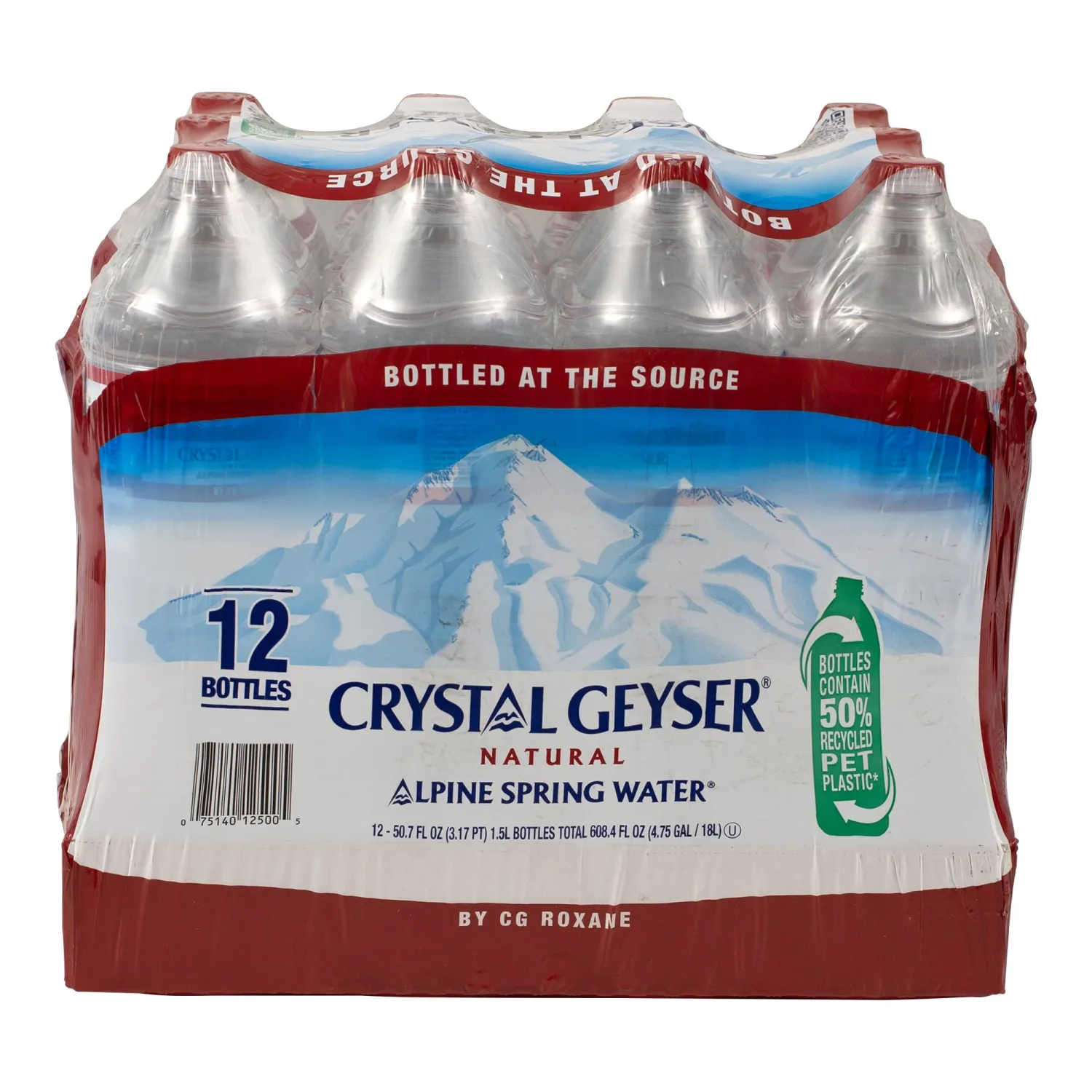 Crystal Geyser Natural Alpine Spring Water, Drinking Water Bottled at the Source, 1.5L Bottles, Case of 12