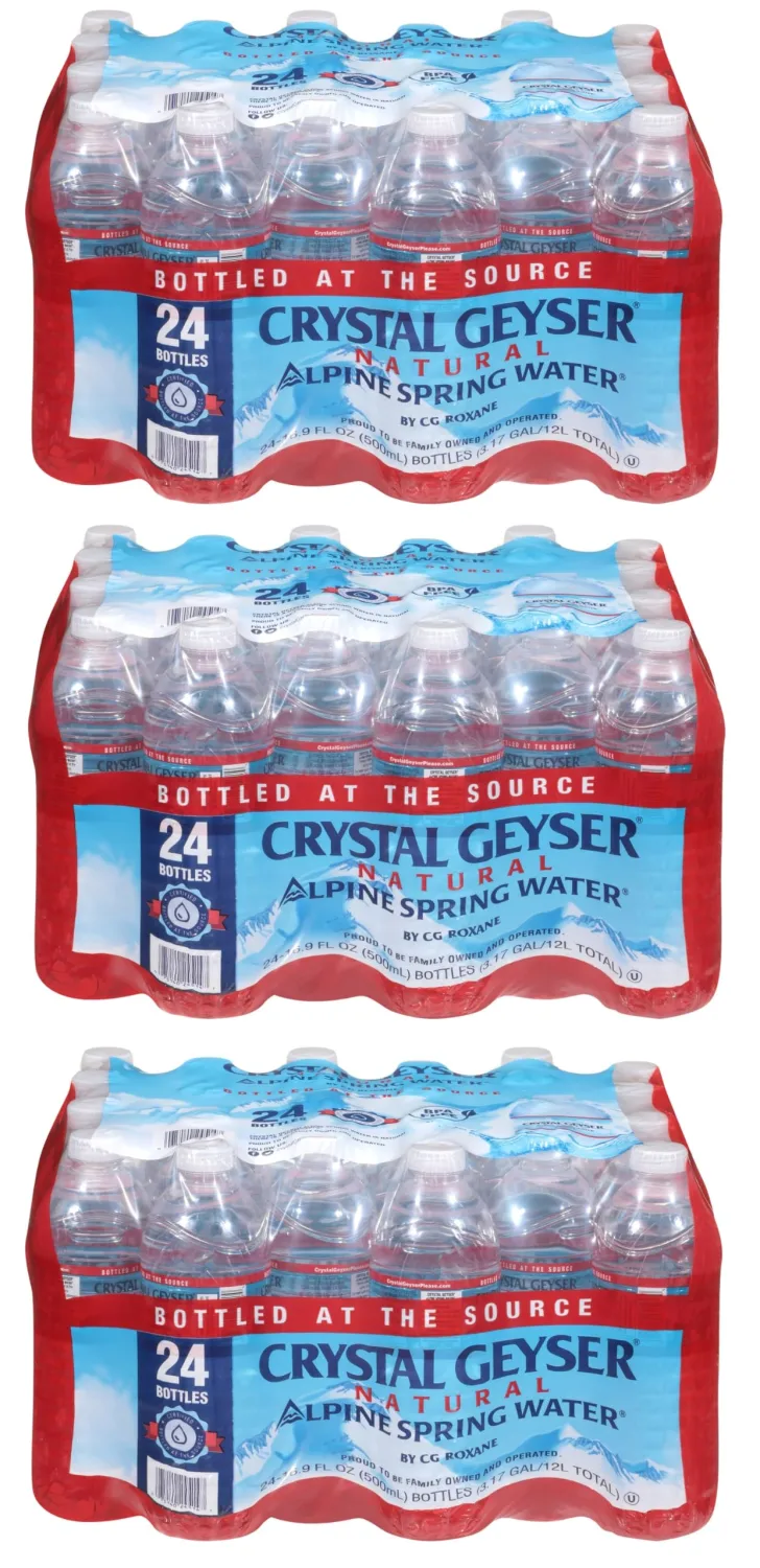 CRYSTAL GEYSER SINCE 1977 Geyser, 24514CT, Alpine Spring Water, 16.9 oz Bottle, 24 Bottles in Case, Sold As 3 Case, Total 72 Bottles