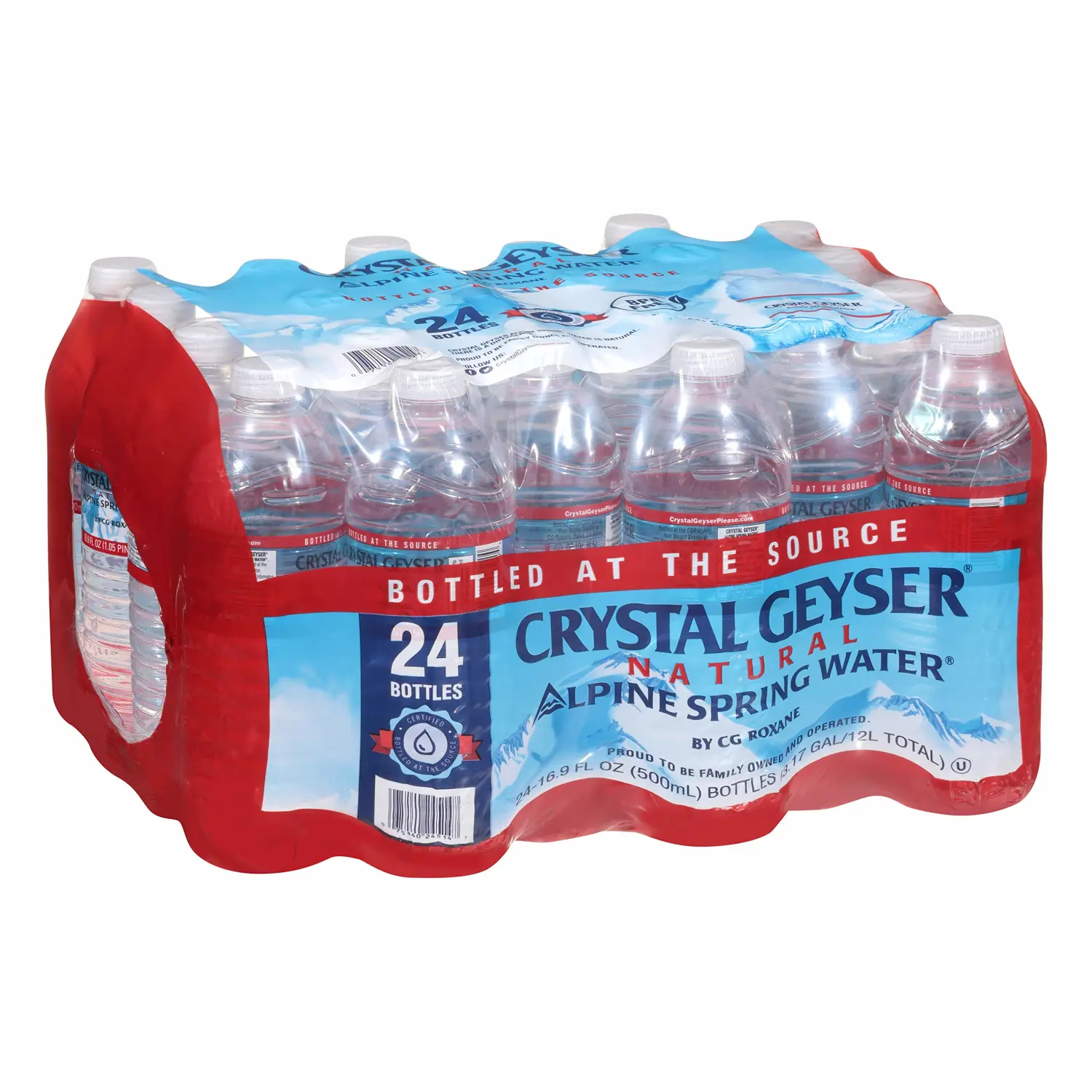 CRYSTAL GEYSER SINCE 1977 Geyser, 24514CT, Alpine Spring Water, 16.9 oz Bottle, 24 Bottles in Case, Sold As 3 Case, Total 72 Bottles