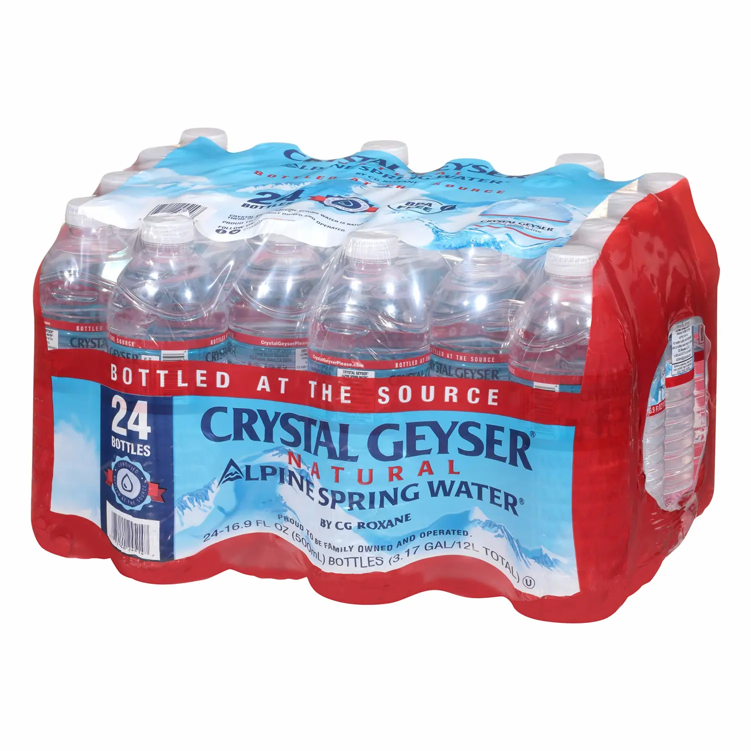 CRYSTAL GEYSER SINCE 1977 Geyser, 24514CT, Alpine Spring Water, 16.9 oz Bottle, 24 Bottles in Case, Sold As 3 Case, Total 72 Bottles