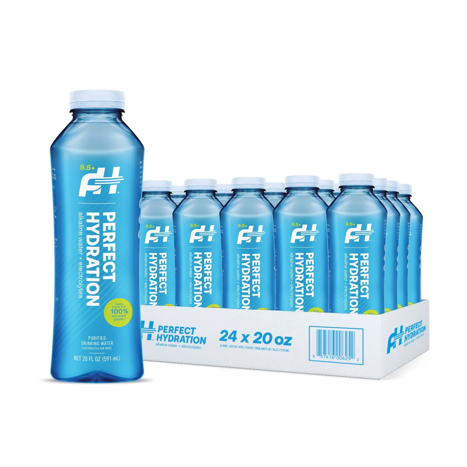 Perfect Hydration 9.5+ pH Alkaline Drinking Water, 20-Ounce Bottle, Case of 24
