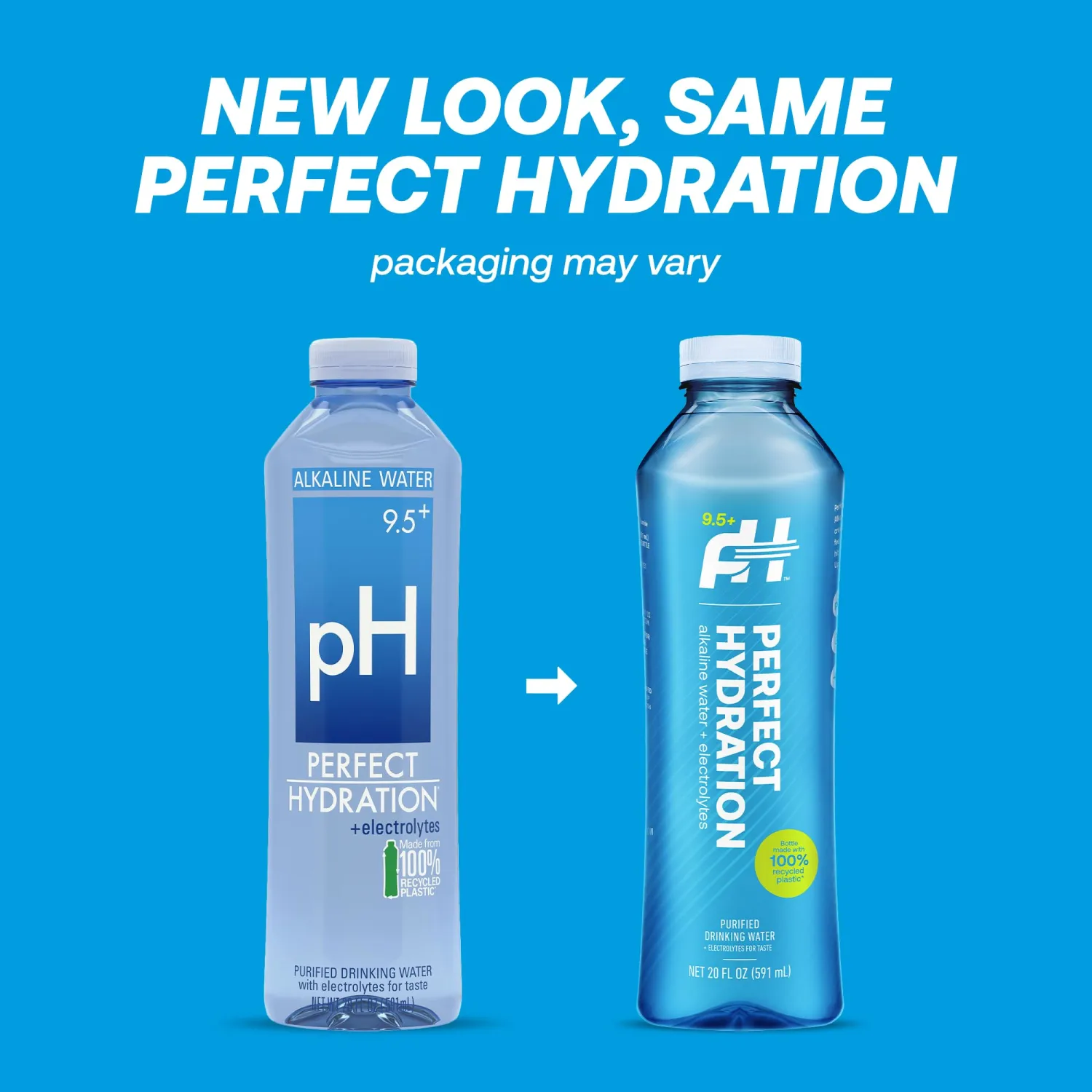 Perfect Hydration 9.5+ pH Alkaline Drinking Water, 20-Ounce Bottle, Case of 24