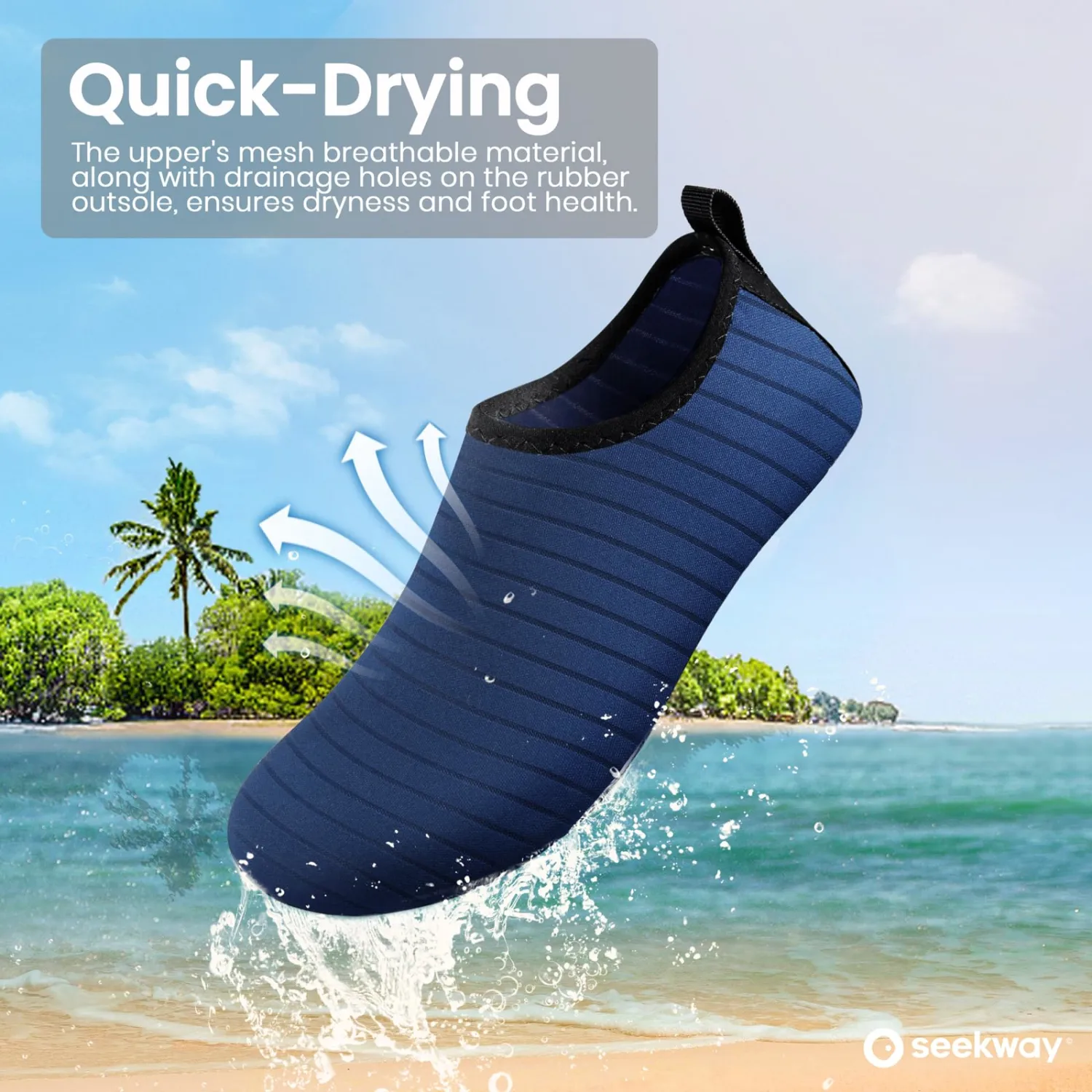 SEEKWAY Water Shoes Women Men Adult Quick-Dry Aqua Socks Barefoot Non Slip for Beach Swim River Pool Lake surf Black SK002(U)