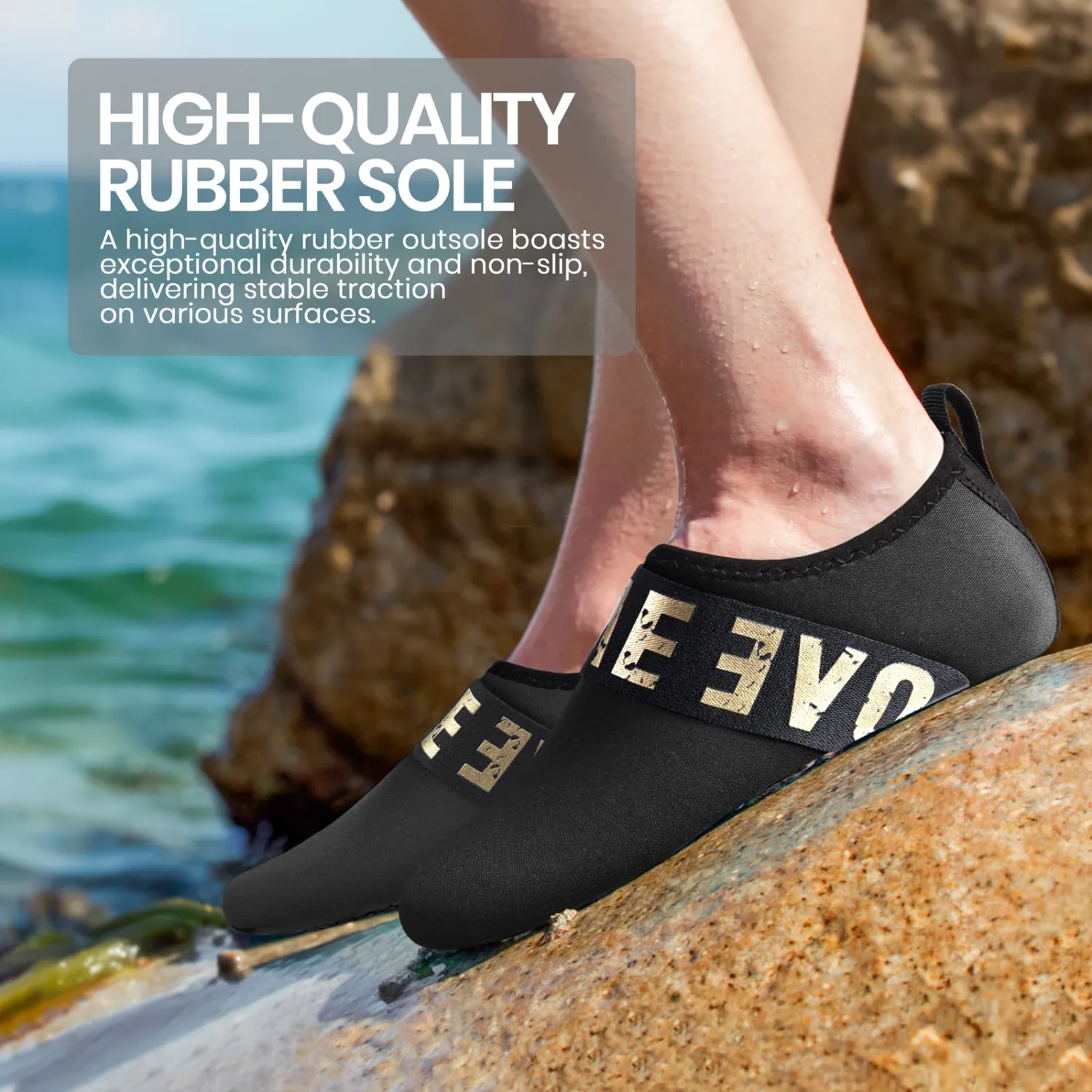 SEEKWAY Water Shoes Women Men Adult Quick-Dry Aqua Socks Barefoot Non Slip for Beach Swim River Pool Lake surf Black SK002(U)