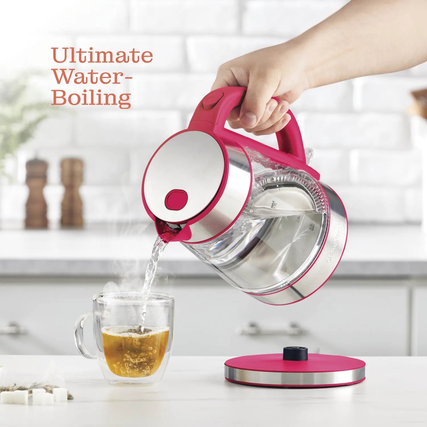 Speed-Boil Water Electric Kettle, 1.7L 1500W, Coffee & Tea Kettle Borosilicate Glass, Water Boiler, Auto Shut-Off, Cool Touch Handle, Base Detachable, LED. 360° Rotation, Boil Dry Protection