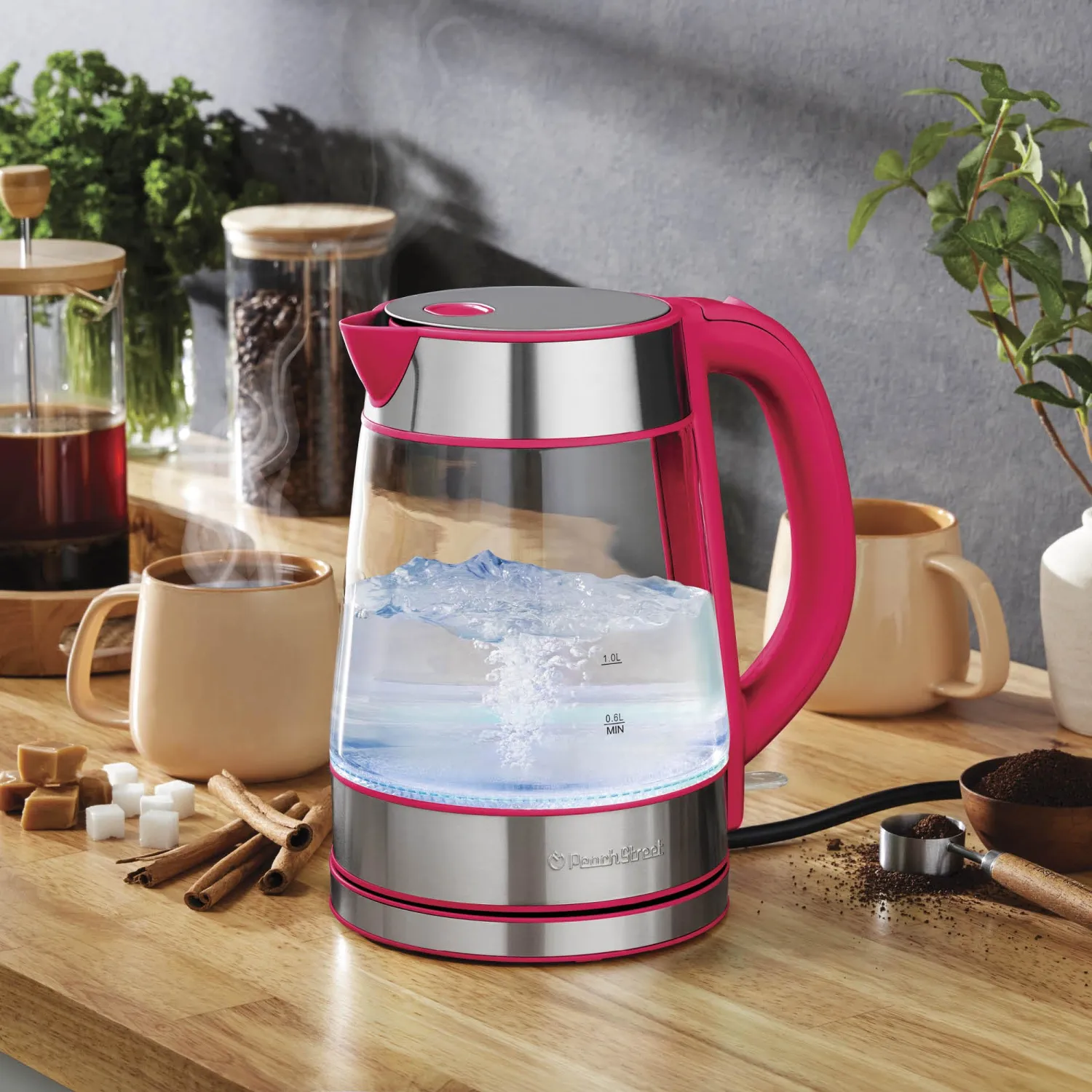 Speed-Boil Water Electric Kettle, 1.7L 1500W, Coffee & Tea Kettle Borosilicate Glass, Water Boiler, Auto Shut-Off, Cool Touch Handle, Base Detachable, LED. 360° Rotation, Boil Dry Protection