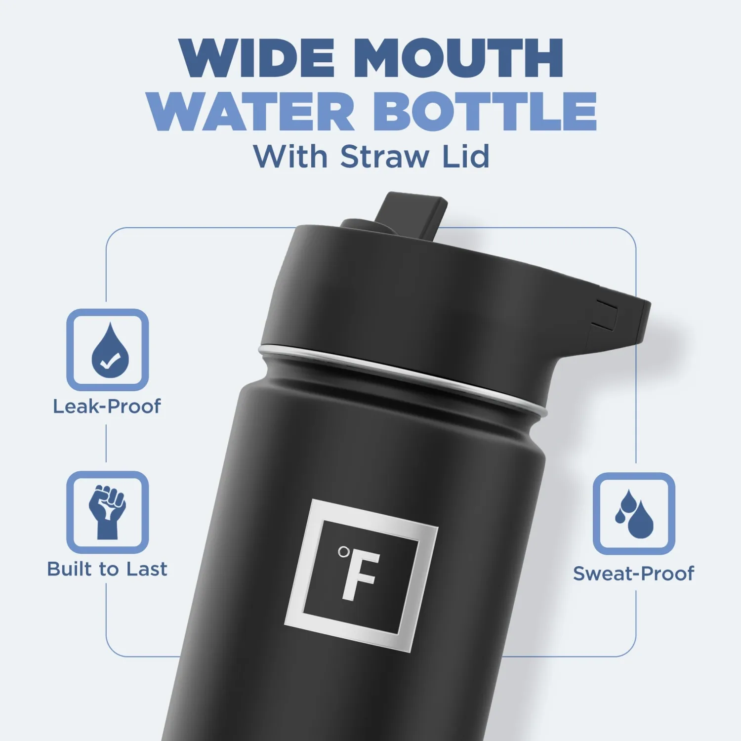 IRON °FLASK Camping & Hiking Hydration Flask with 3 Lids - Stainless Steel, Double Walled & Vacuum Insulated Water Bottle - Leak Proof & BPA Free (Aurora, Straw - 18 oz)