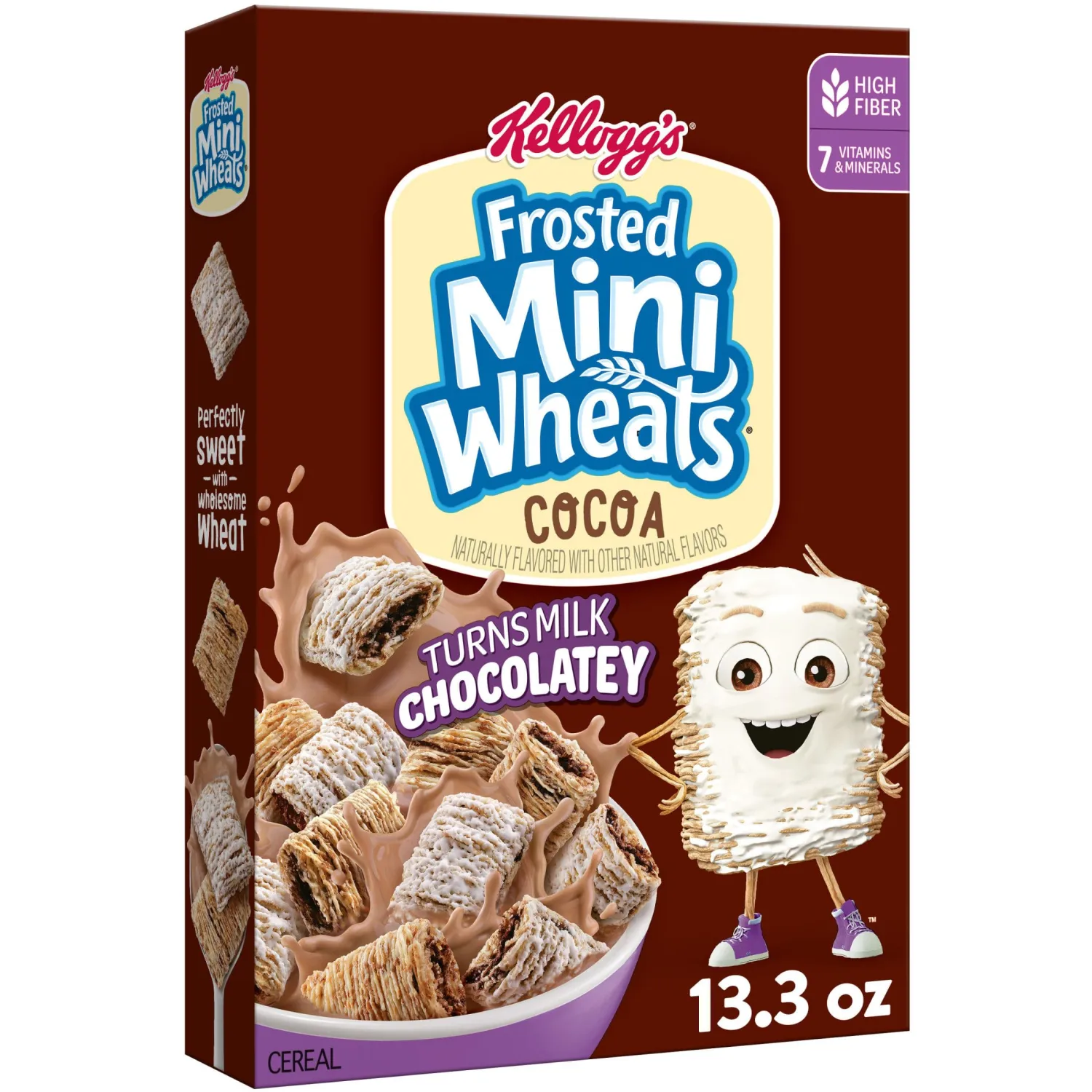 Kellogg's Frosted Mini-Wheats Breakfast Cereal, Kids Cereal, Family Breakfast, Cocoa, 13.3oz Box