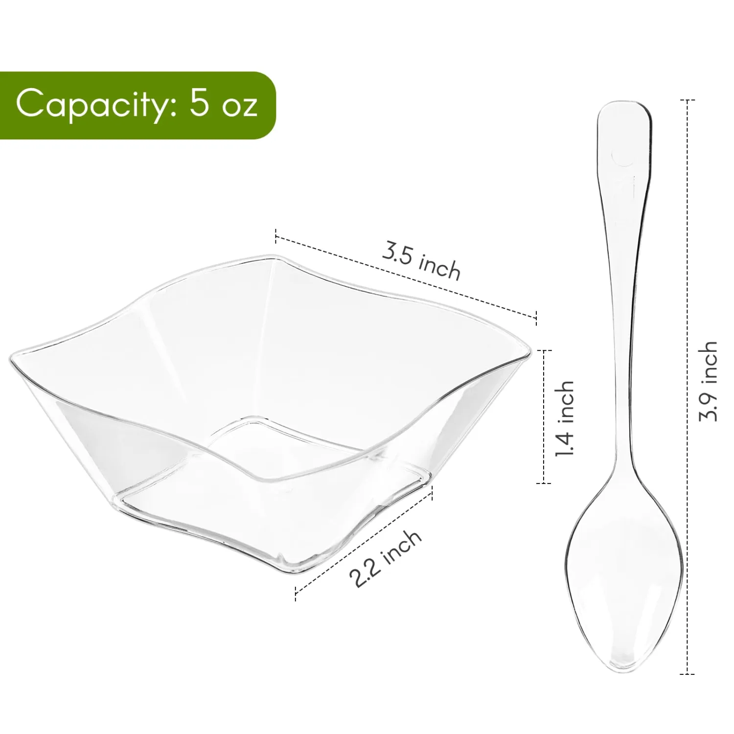 Qeirudu 50 Pack 5 oz Mini Dessert Cups with Spoons - Plastic Appetizer Cups Small Disposable Serving Bowls for Party Fruit Cheesecake Pudding