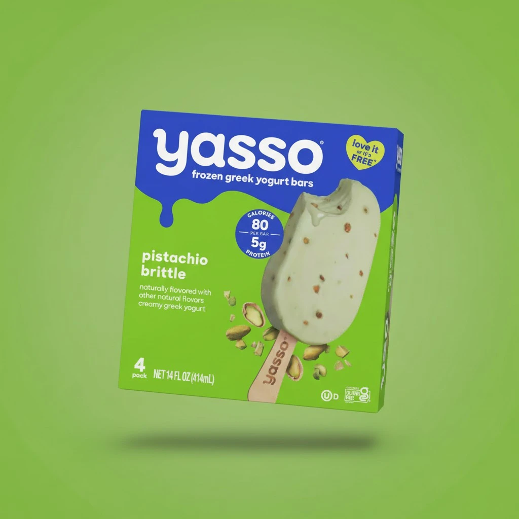 Yasso Frozen Greek Yogurt Bars Pistachio Brittle Bars 4 Count for a ridiculously creamy frozen snack made with the goodness of greek yogurt 3.5fl oz