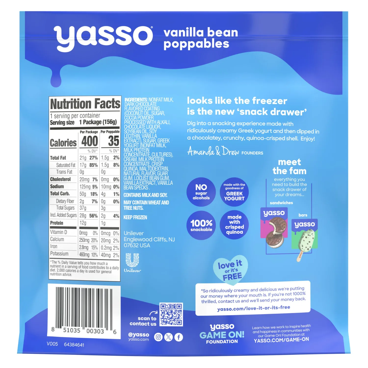 Yasso Frozen Greek Yogurt Poppables Vanilla Bean Poppables for a ridiculously creamy frozen snack made with the goodness of greek yogurt 6.84 fl oz