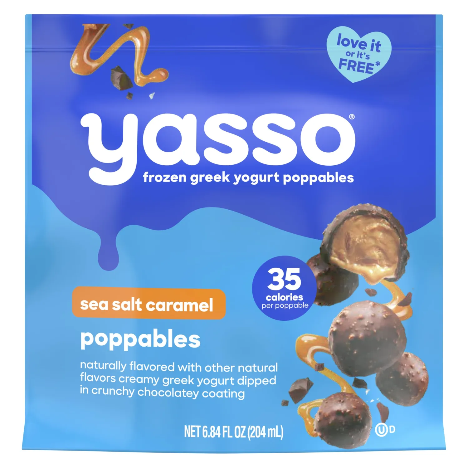Yasso Frozen Greek Yogurt Poppables Sea Salt Caramel Poppables for a ridiculously creamy frozen snack made with the goodness of greek yogurt 6.84 fl oz