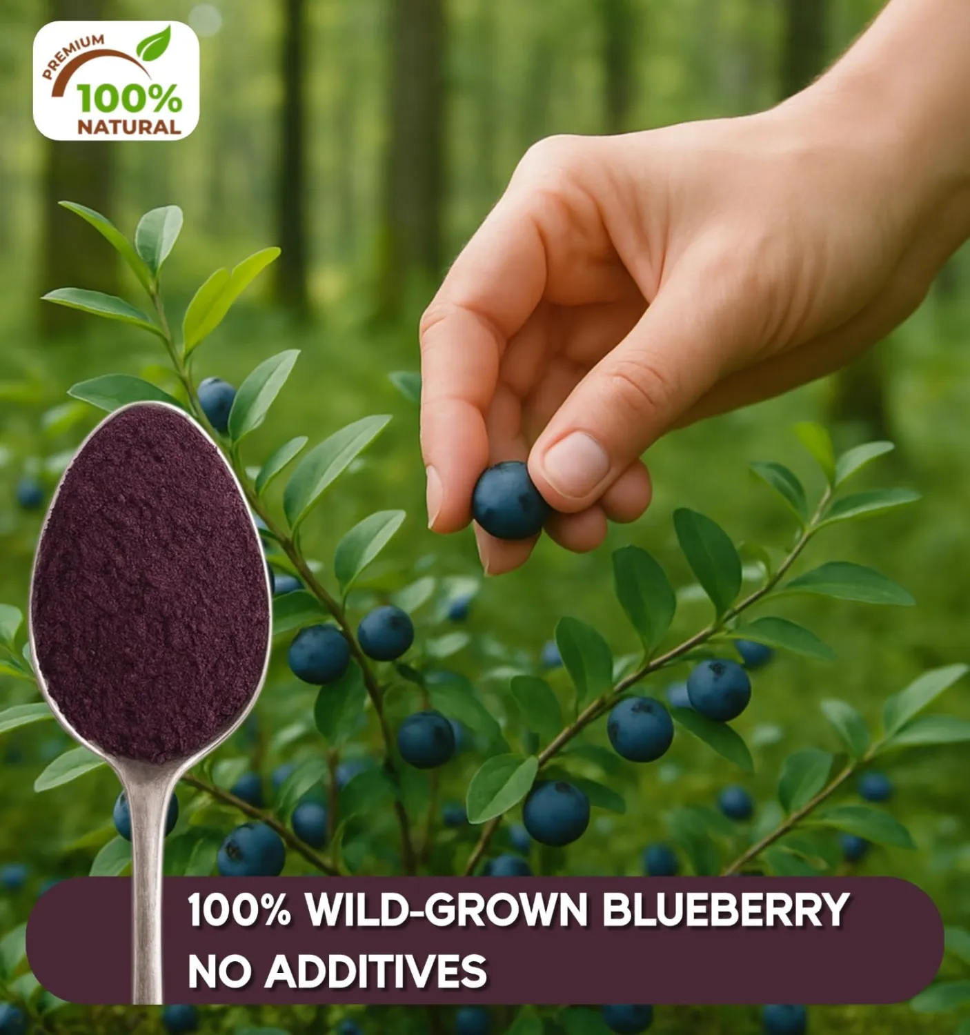 Wild Blueberry Powder Freeze Dried – 4 oz 100% Pure No Additives Blueberry Extract Supplement, No Sugar Added 10:1 Fruit Powder, Resealable Pouch for Smoothies, Baking, Yogurt, Energy Balls