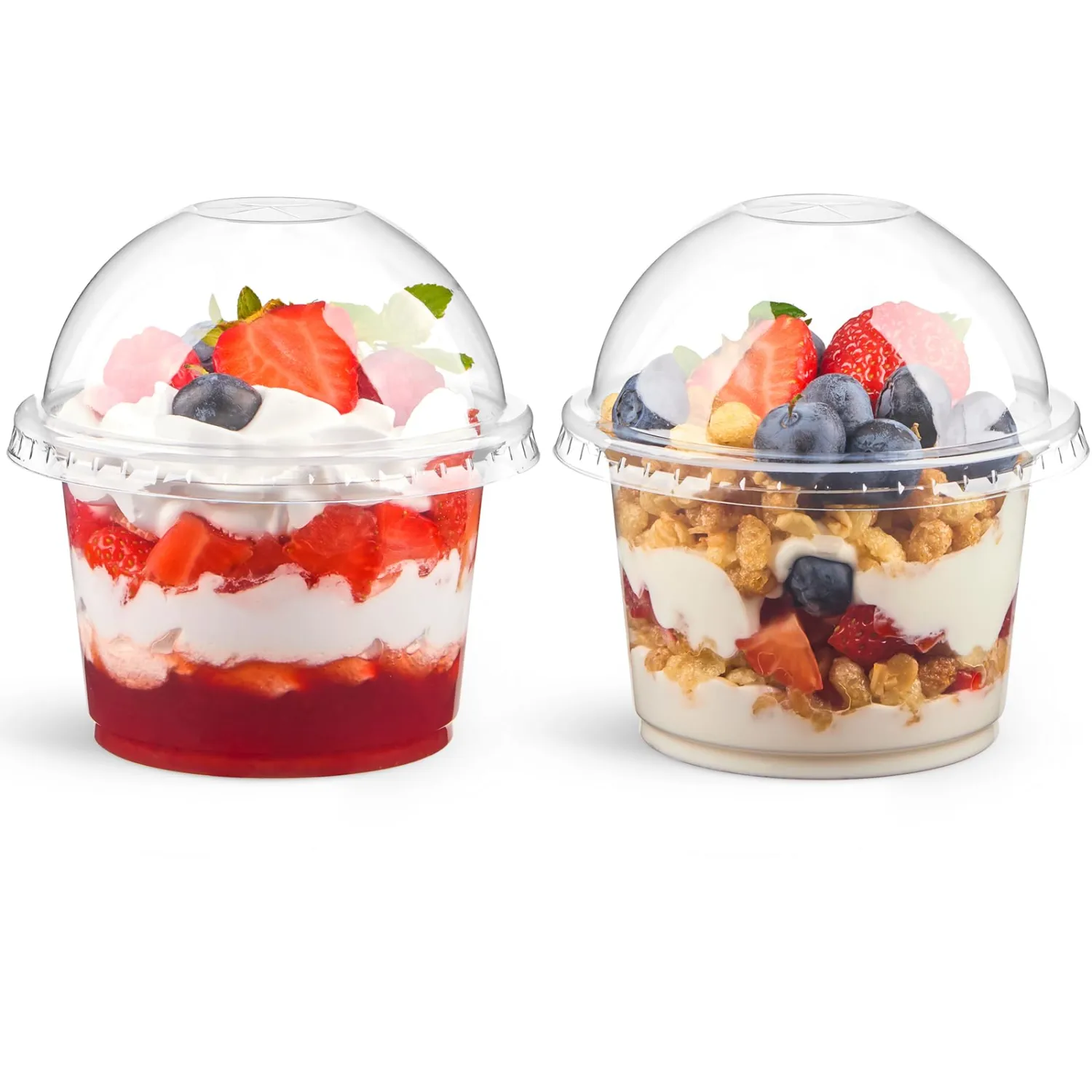 Kucoele 50 Pack 9 OZ Clear Plastic Cups with Dome Lids, Dessert Cups Parfait Cups Party Serving Cups for Yogurt, Fruit, Pudding and Ice Cream
