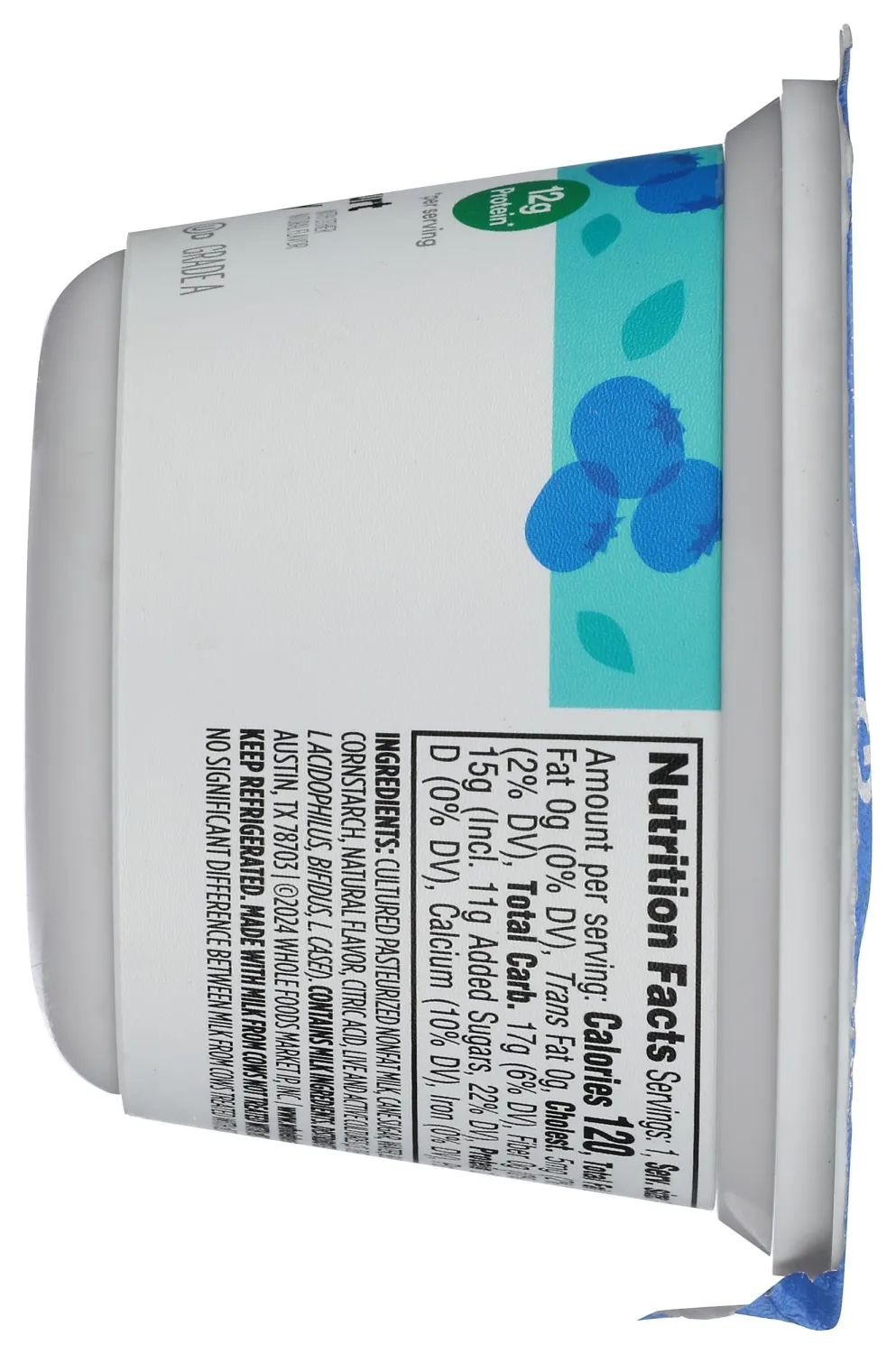 365 by Whole Foods Market, Greek Yogurt, Nonfat Blueberry, 5.3 Ounce