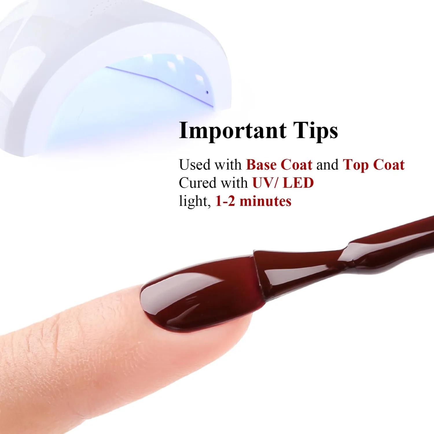 Gel Polish,1 Pcs 15ml Dark Maroon Red Gel Nail Polish Soak off LED UV Gel Nail Polish Art Starter Manicure Salon DIY Nail Gel Polish at Home for Girl Women