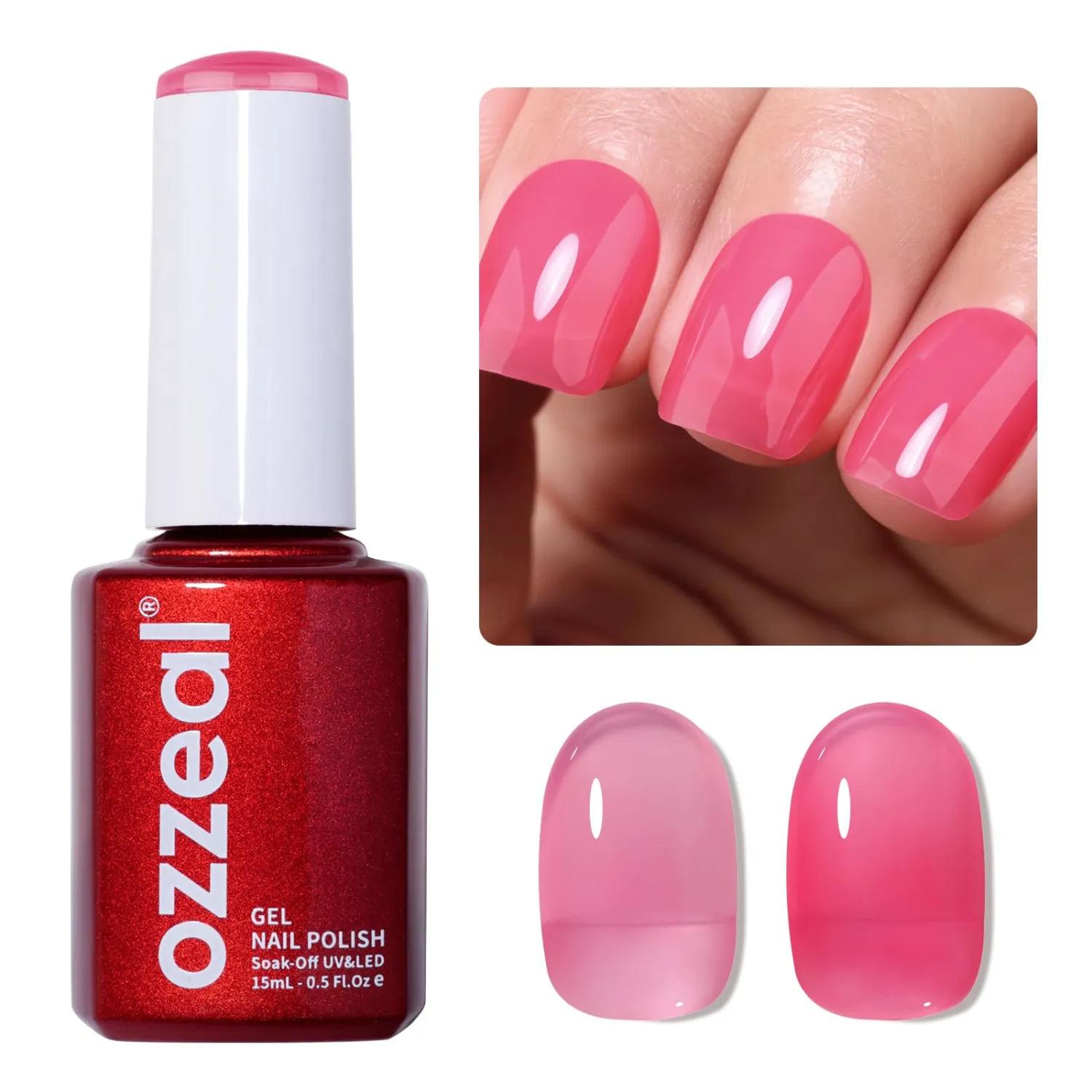 Jelly Gel Nail Polish, Pink Tulip Jelly Nail Polish Gel Translucent Sheer Spring Summer Nail Gel Polish Soak off UV LED Light for Nail Art DIY Manicure 0.5 Fl Oz