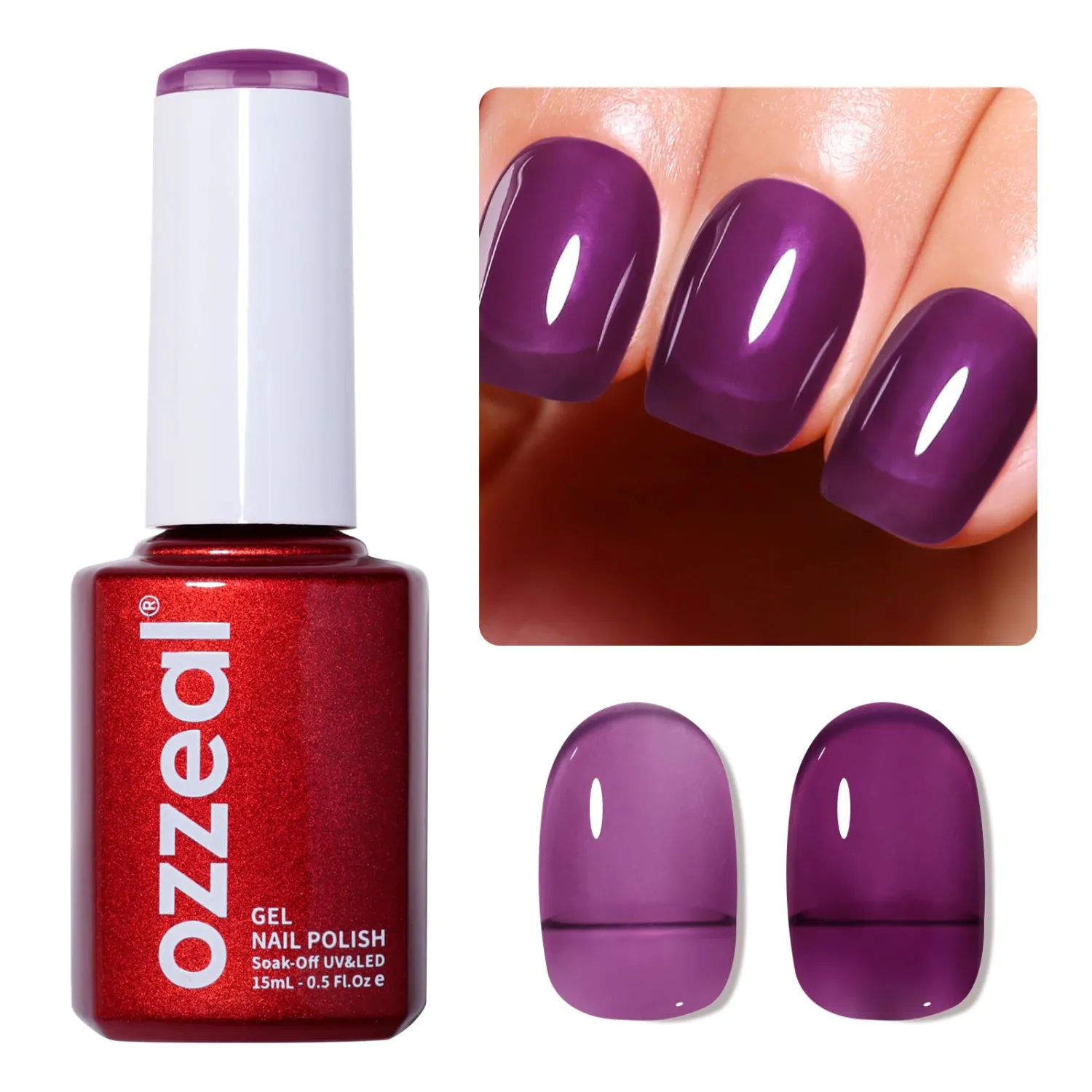 Jelly Gel Nail Polish, Deep Purple Jelly Nail Polish Gel Translucent Sheer Spring Summer Nail Gel Polish Soak off UV LED Light for Nail Art DIY Manicure 0.5 Fl Oz