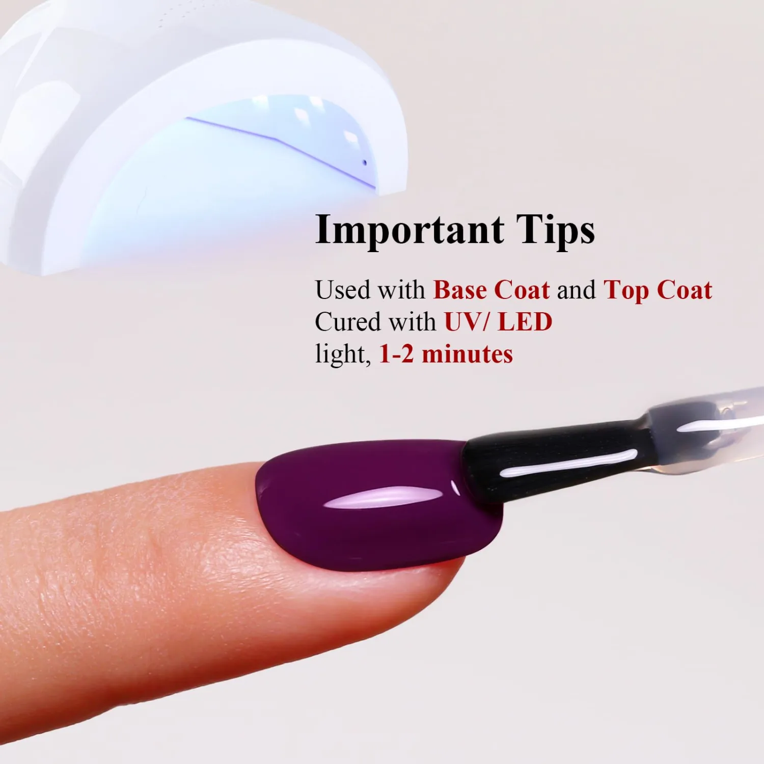Gel Polish, 0.5 Fl Oz Wine Purple Gel Nail Polish Autumn Winter Soak Off LED UV Gel Nail Polish Art Starter Manicure Salon DIY Nail Gel Polish