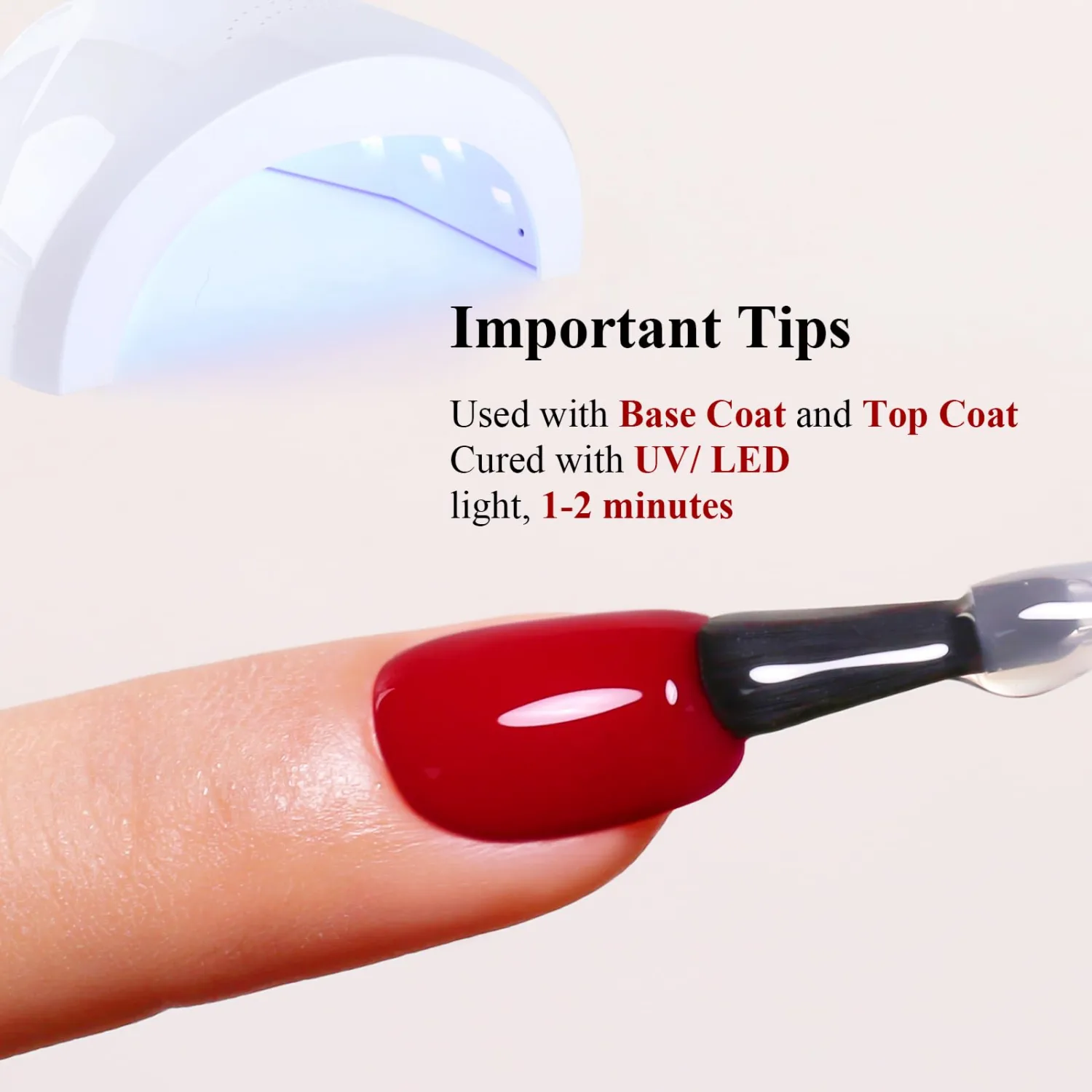 Ruby Red Gel Nail Polish, 0.5 Fl Oz, LED UV Gel, Christmas Red, Soak Off, Art Starter, Manicure Salon DIY Nail Polish