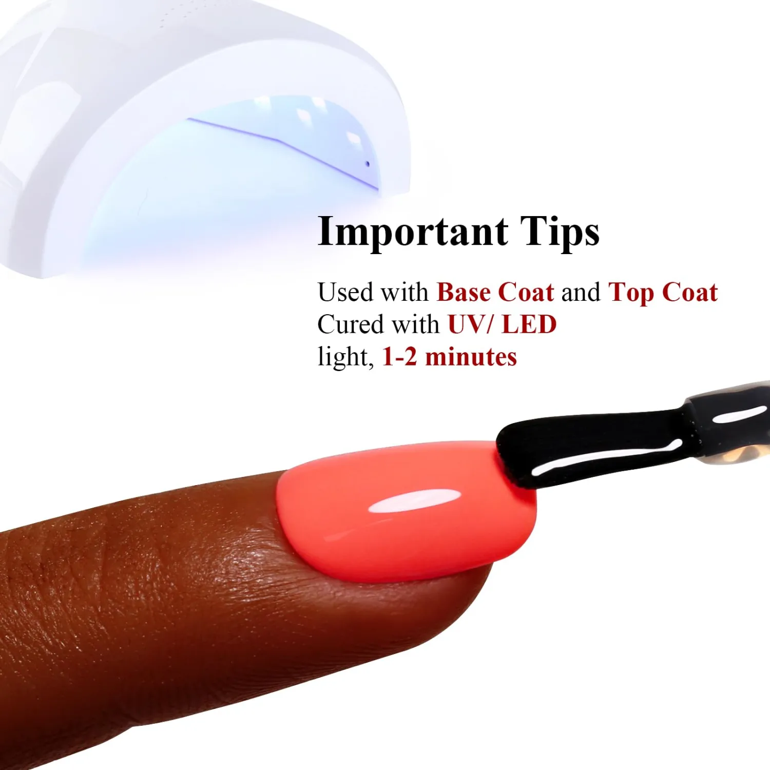 Gel Polish, 0.5 Fl Oz Bright Coral Orange Gel Nail Polish Spring Summer Soak off LED UV Art Starter Manicure Salon DIY