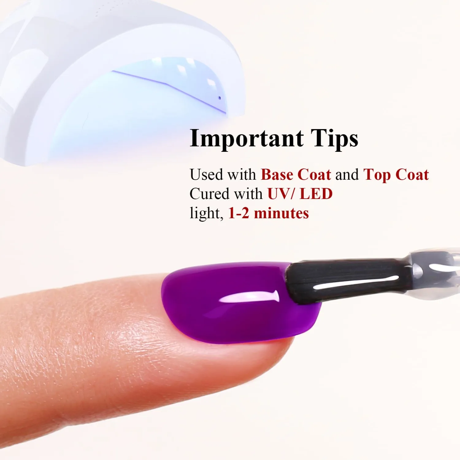 Gel Polish, 0.5 Fl Oz Deep Purple Nail Polish for Spring Summer - Soak Off LED UV Nail Art Starter for Manicure Salon DIY