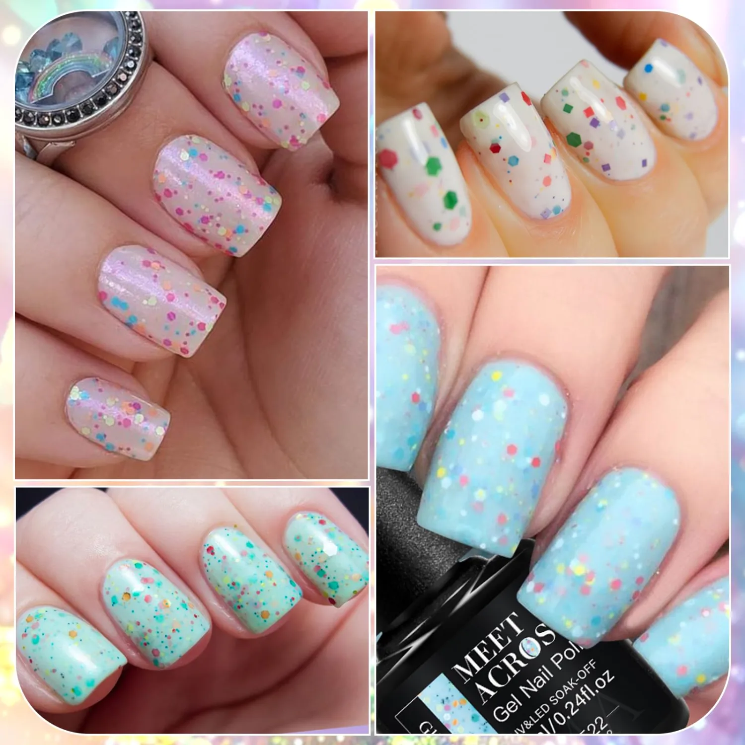 MEET ACROSS 8Pcs Yogurt Gel Nail Polish Set 6 Colors Pastel Gel Polish Macaron Pink Blue Purple Soak Off Gel Nail Polish Kit for Salon Manicure and Nail Art DIY at Home
