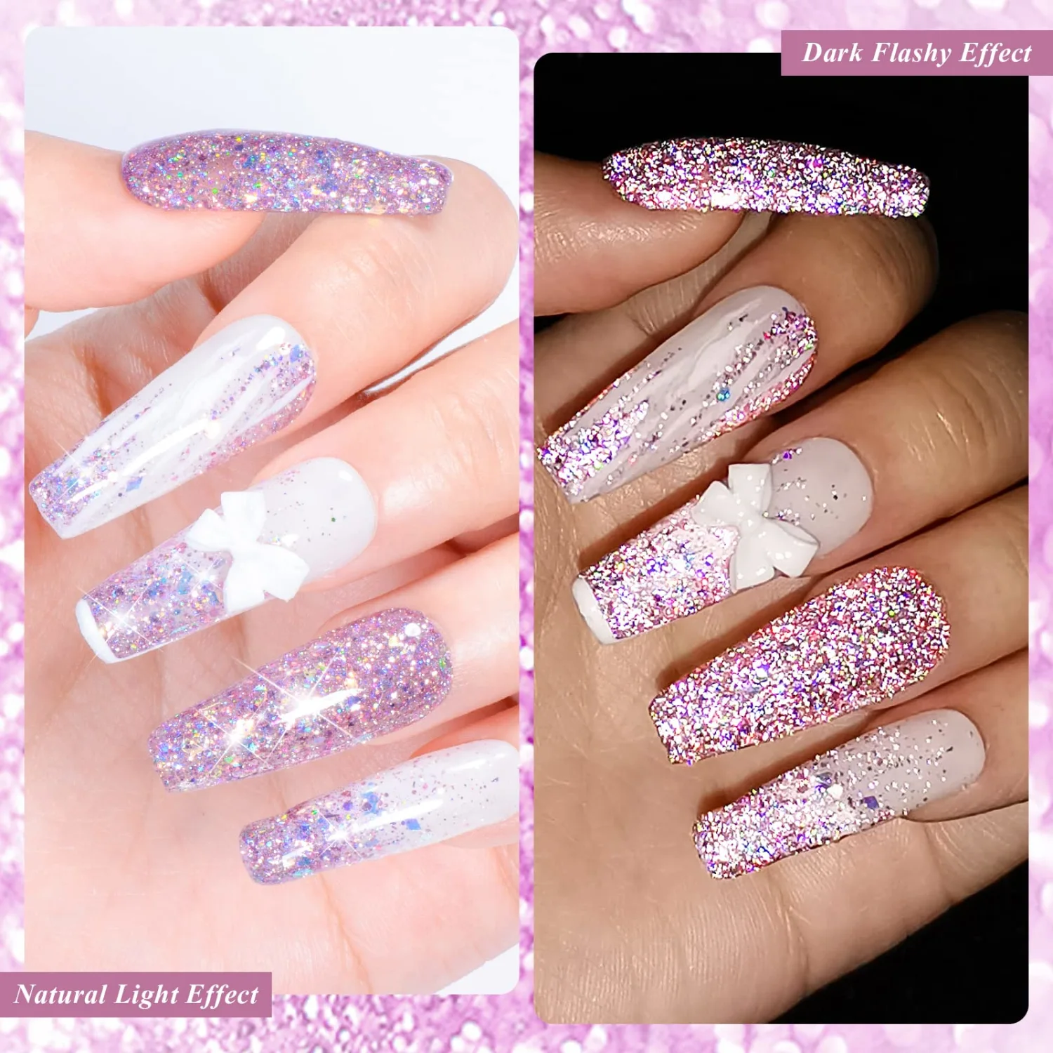 MEET ACROSS Neon Gel Nail Polish Glitter Gel Polish Set Reflective Nail Polish Gel Kit With 1 Nail Brush Soak Off Uv/Led Nail Art Design Salon Home Gifts For Women