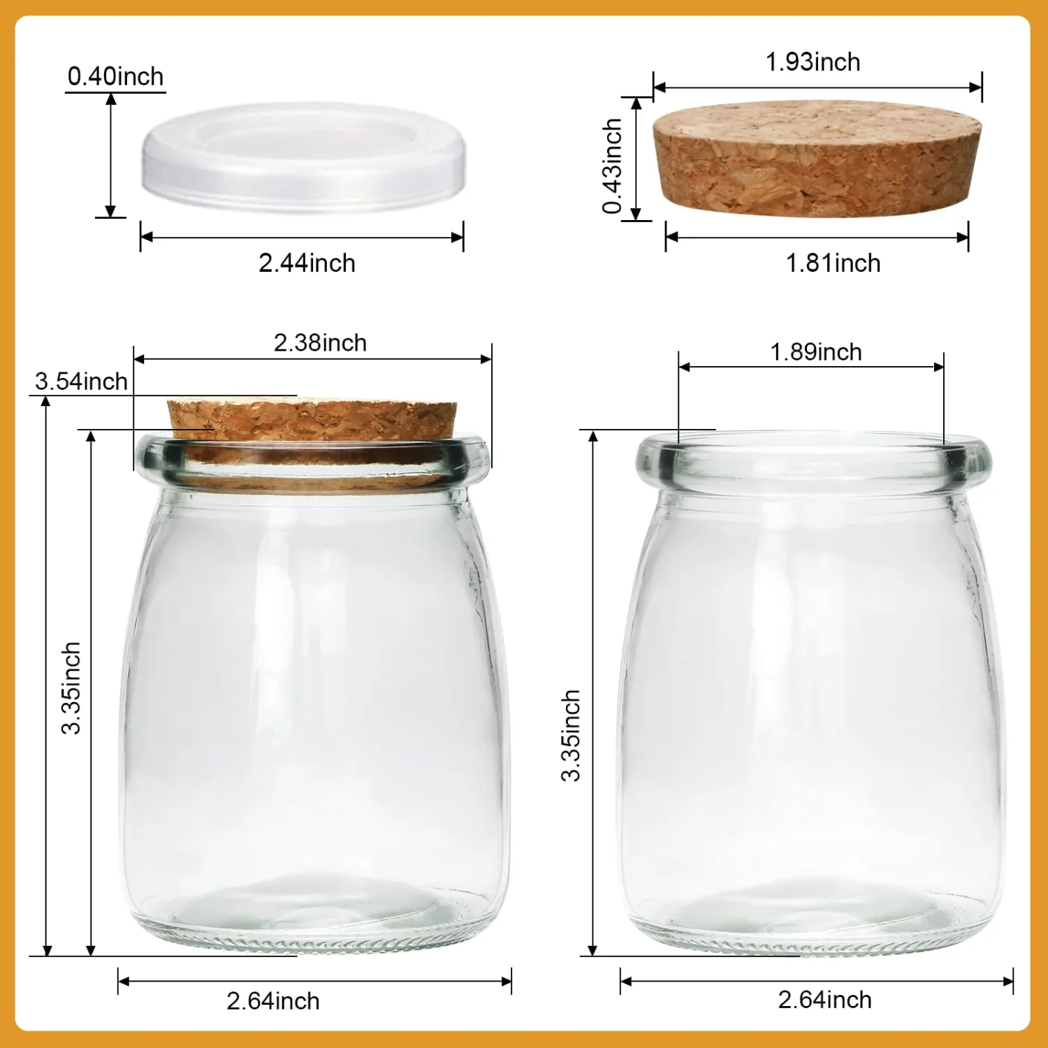 Brajttt Mini Yogurt Jars 20 Pack, 7 oz Glass Favor Jars with Cork Lids, Pudding Containers with Lids, Mason Jar Wedding Favors Honey Pot with Label Tags and String